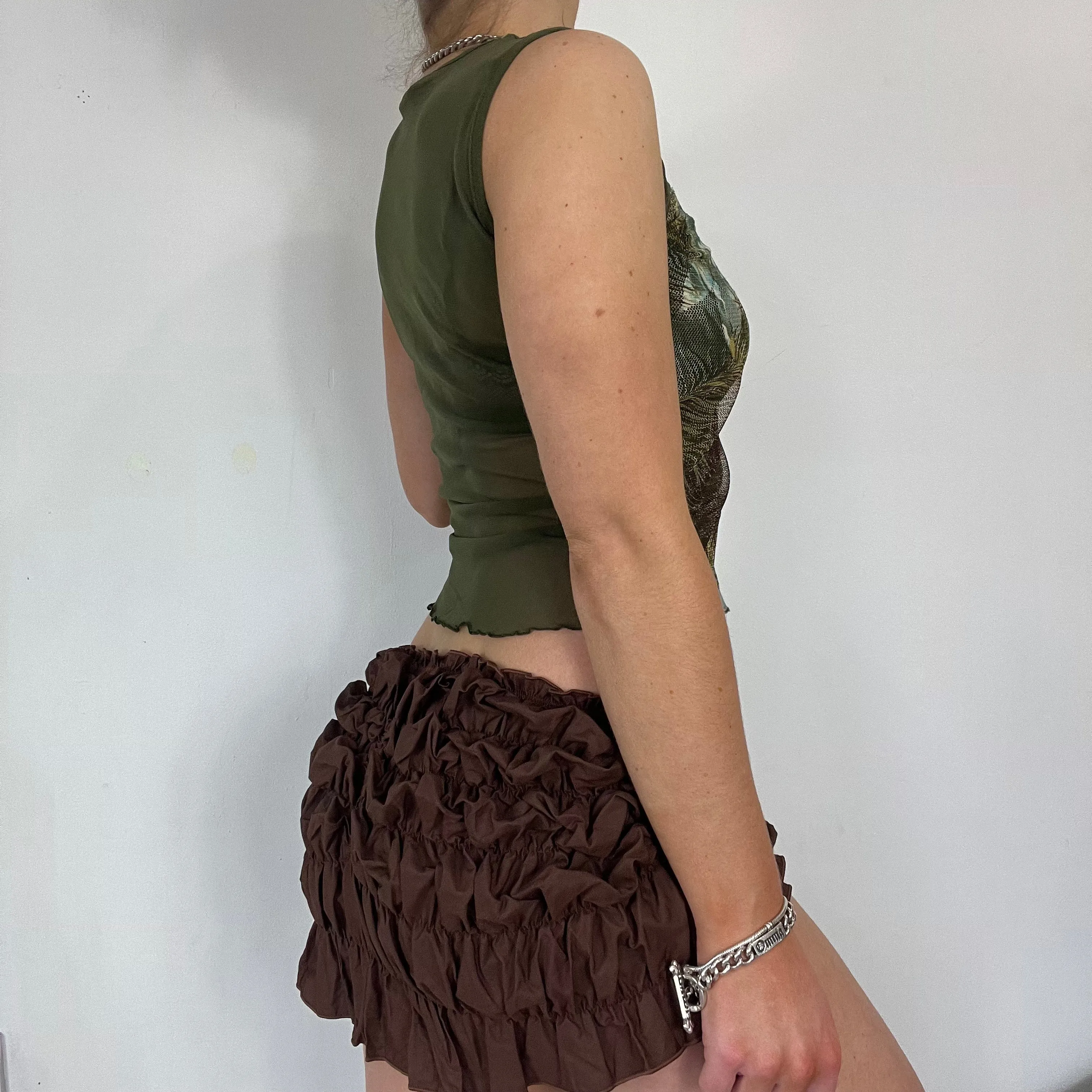 90s green mesh graphic vest top - Size S