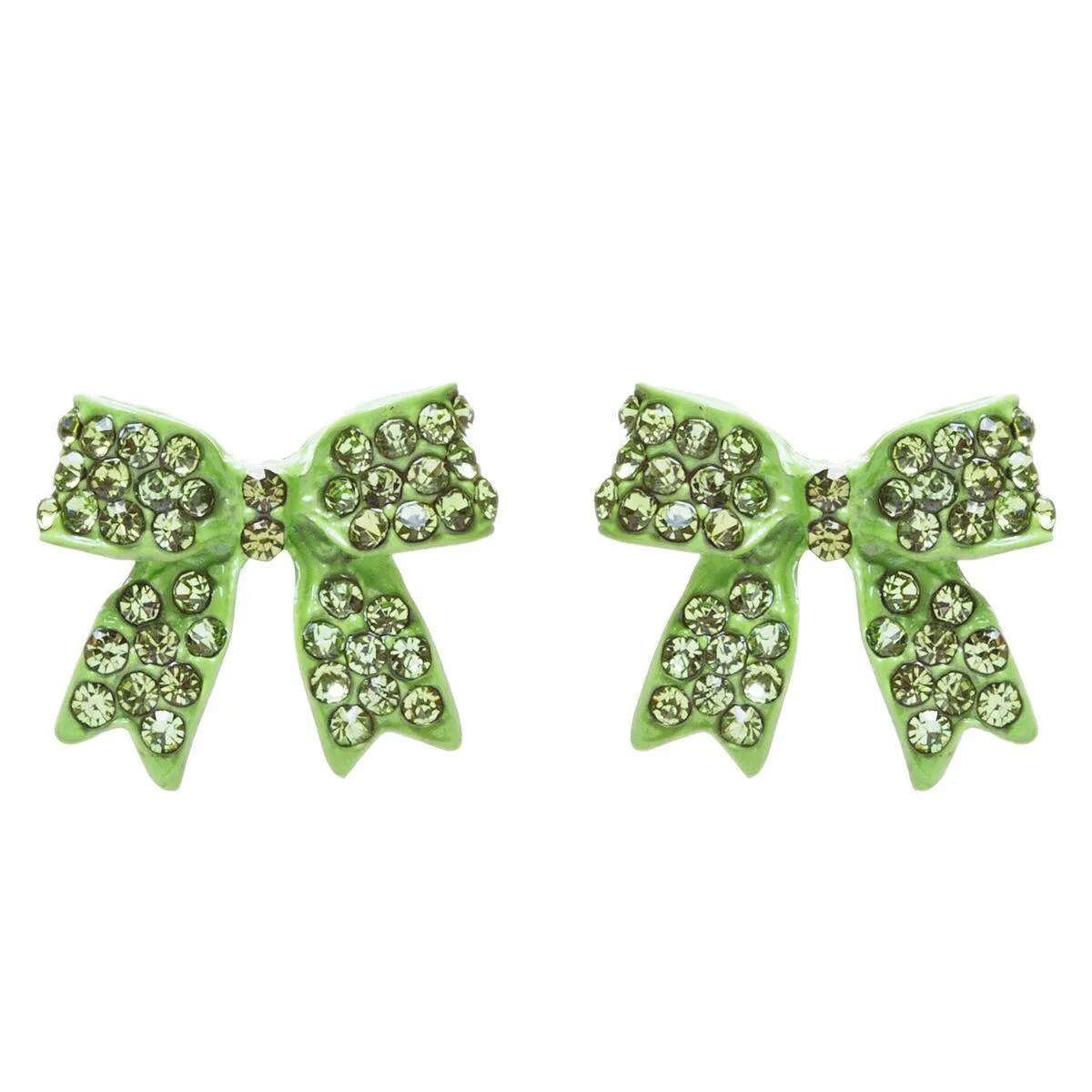 Adorable Fashion Crystal Pave Bow Ribbon Stud Earrings