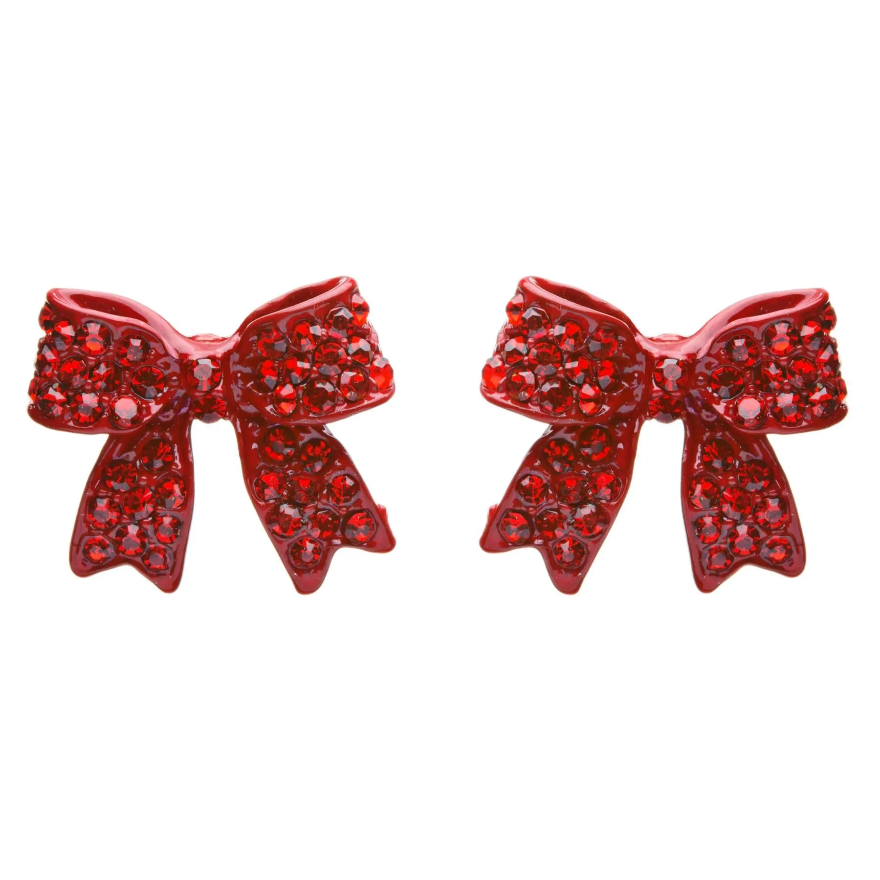 Adorable Fashion Crystal Pave Bow Ribbon Stud Earrings