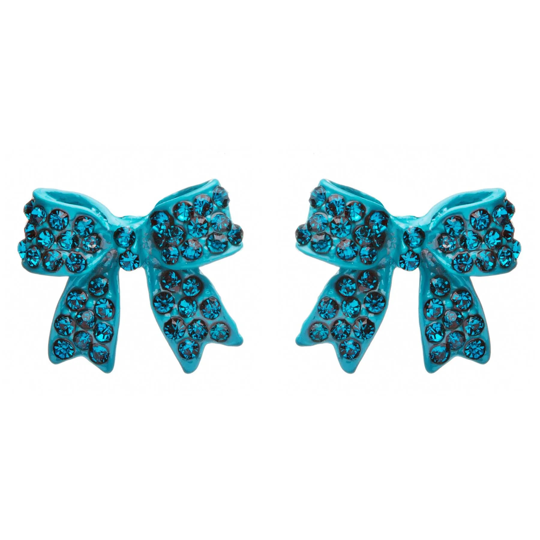 Adorable Fashion Crystal Pave Bow Ribbon Stud Earrings