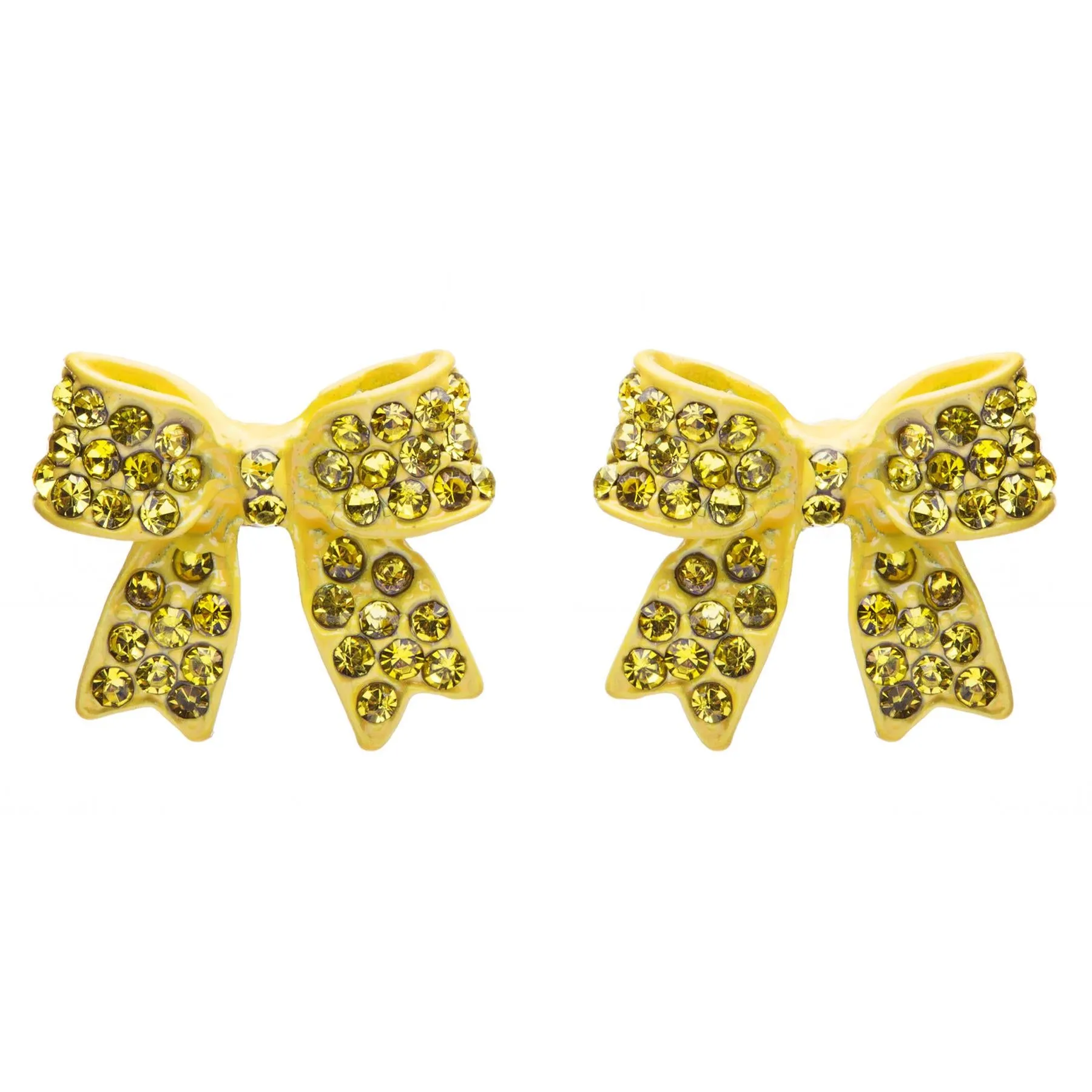 Adorable Fashion Crystal Pave Bow Ribbon Stud Earrings