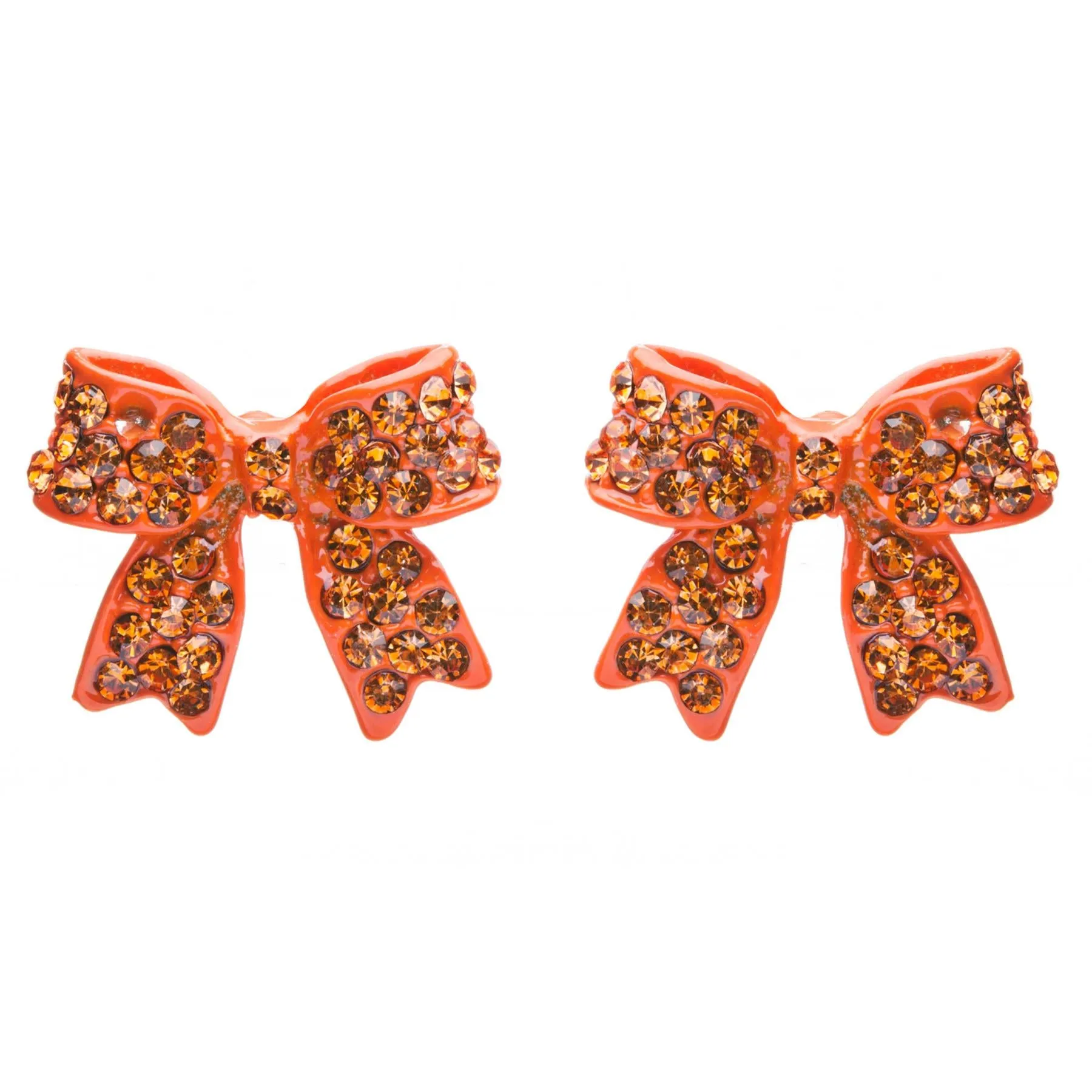 Adorable Fashion Crystal Pave Bow Ribbon Stud Earrings