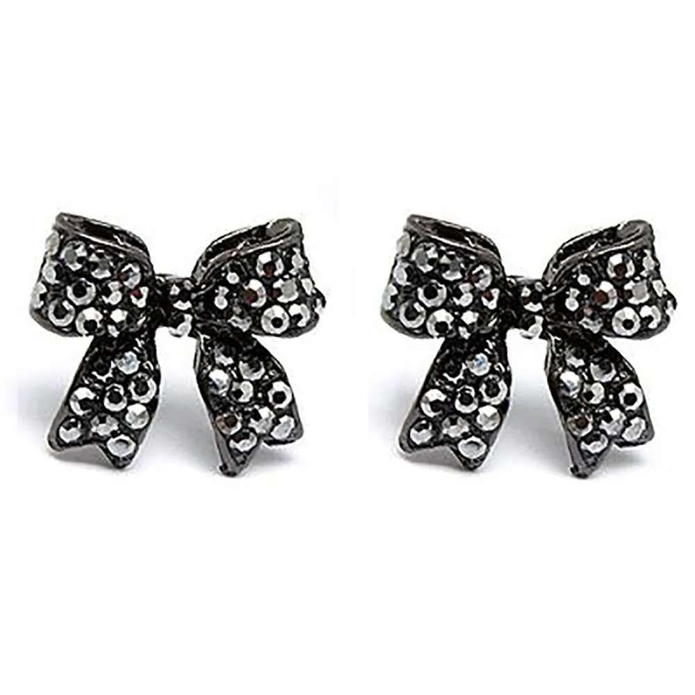 Adorable Fashion Crystal Pave Bow Ribbon Stud Earrings