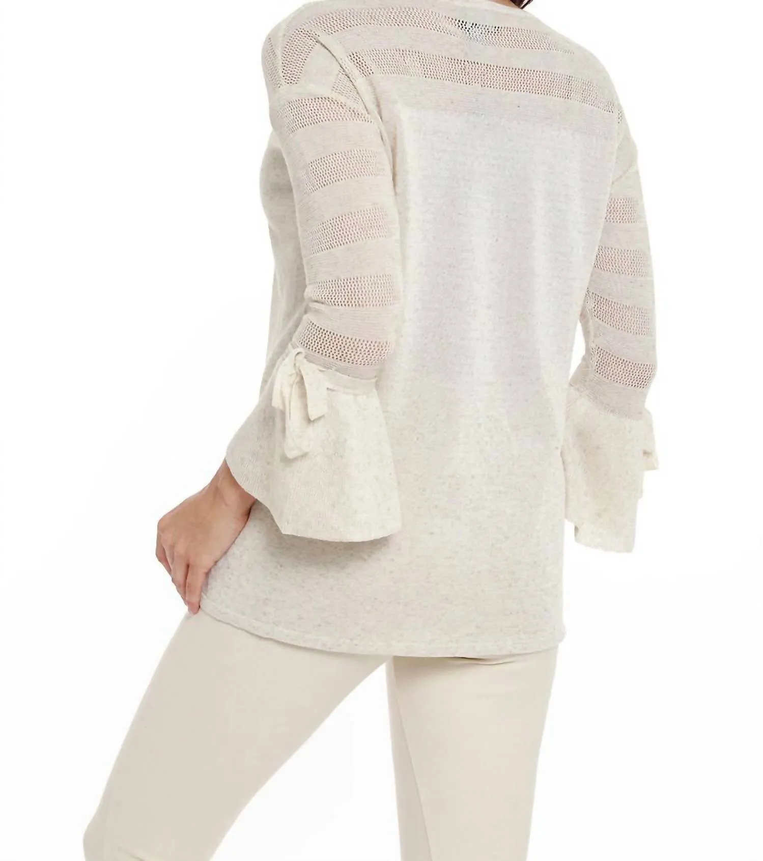 Angel - Linen Lace Tie Bell Sleeve Top