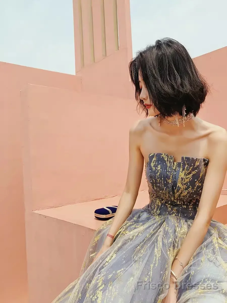 Ball Gown Strapless Sequin Prom Dresses Long Evening Dress