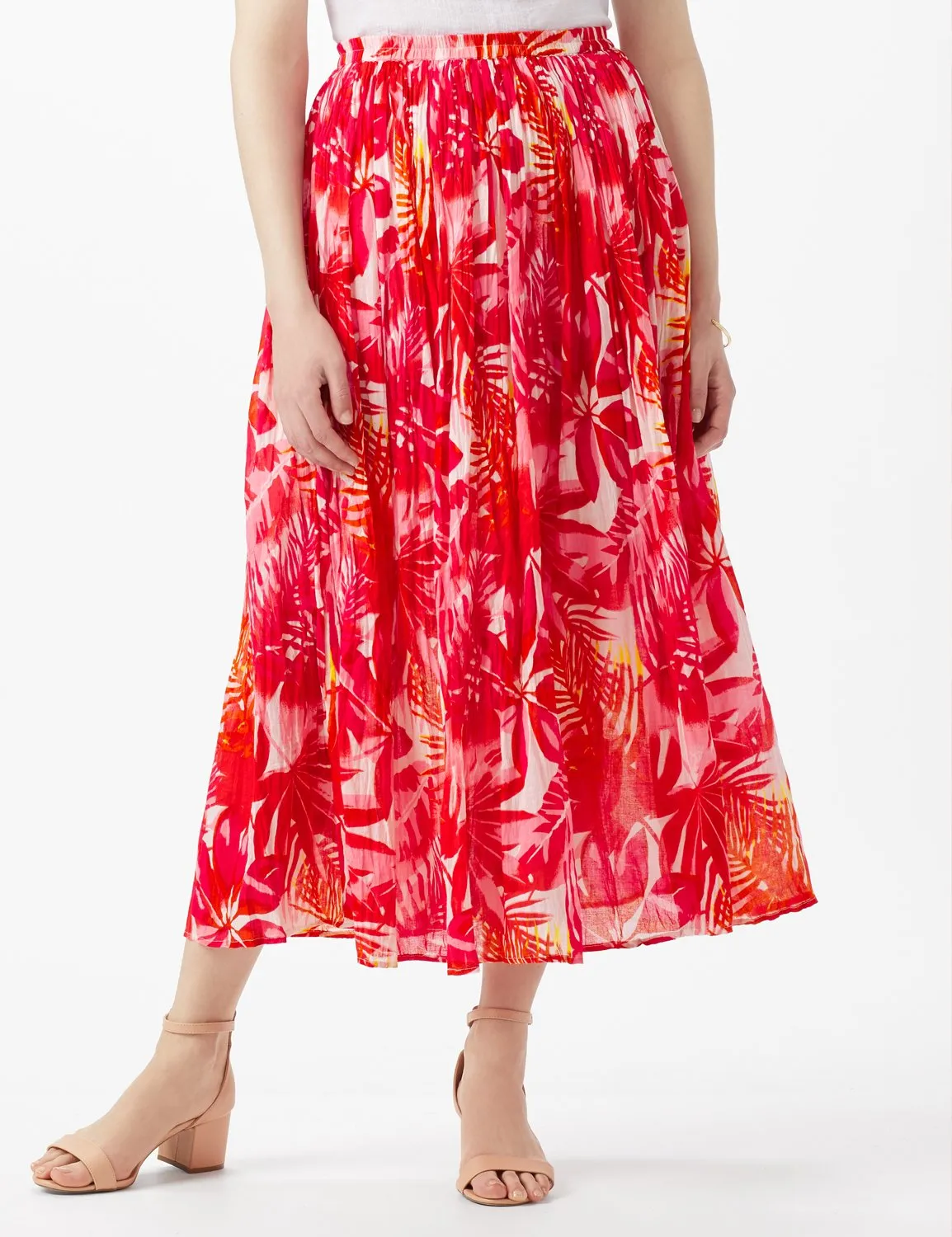 Elastic Waist Crinkle Pull On Skirt