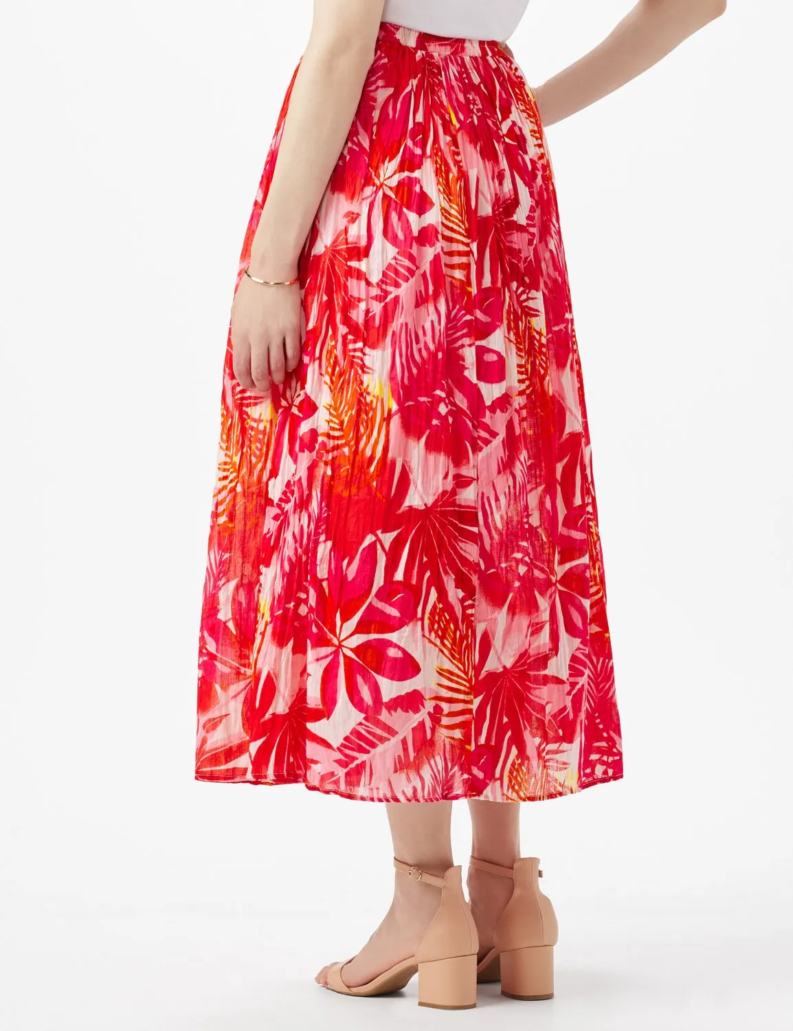 Elastic Waist Crinkle Pull On Skirt