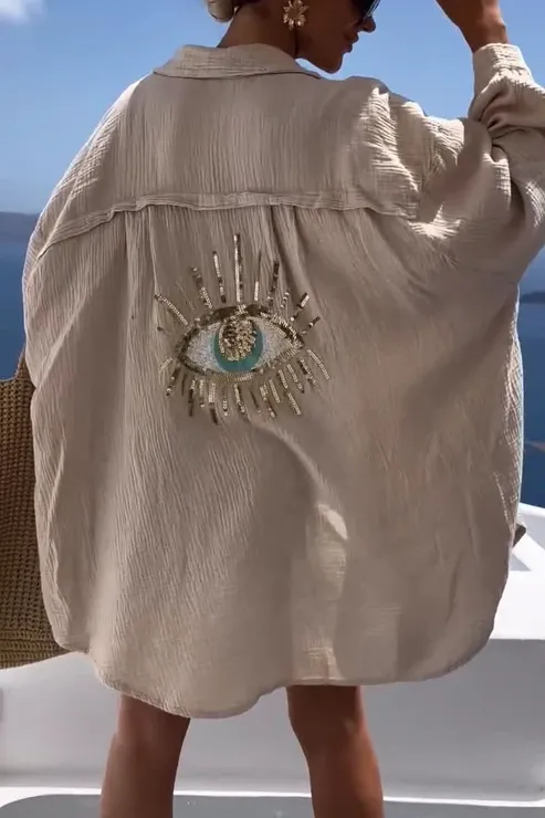 Evil Eye Shirt   Sequin Bead