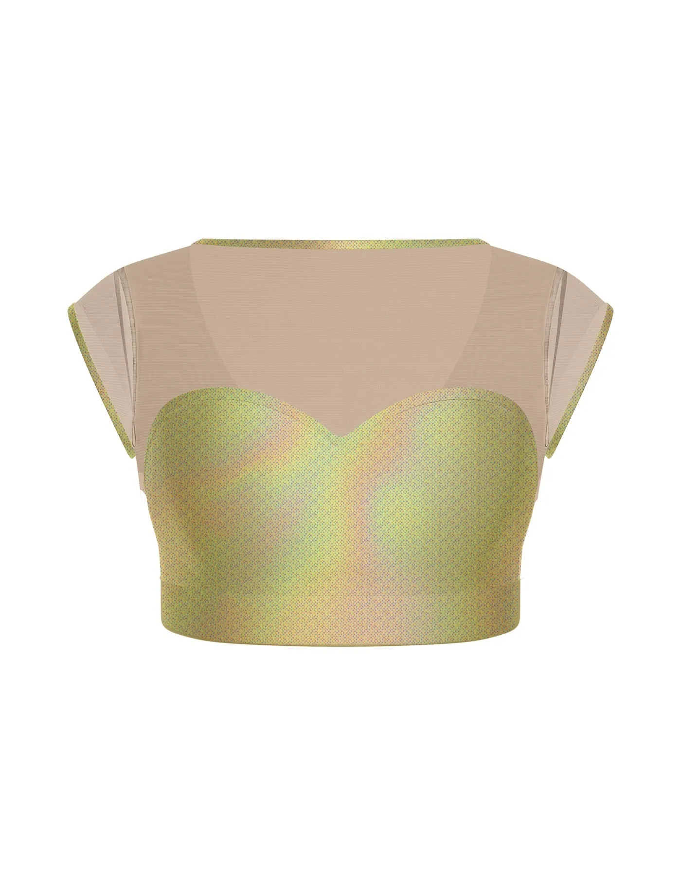 Hologram Mesh Bow Back Crop Top