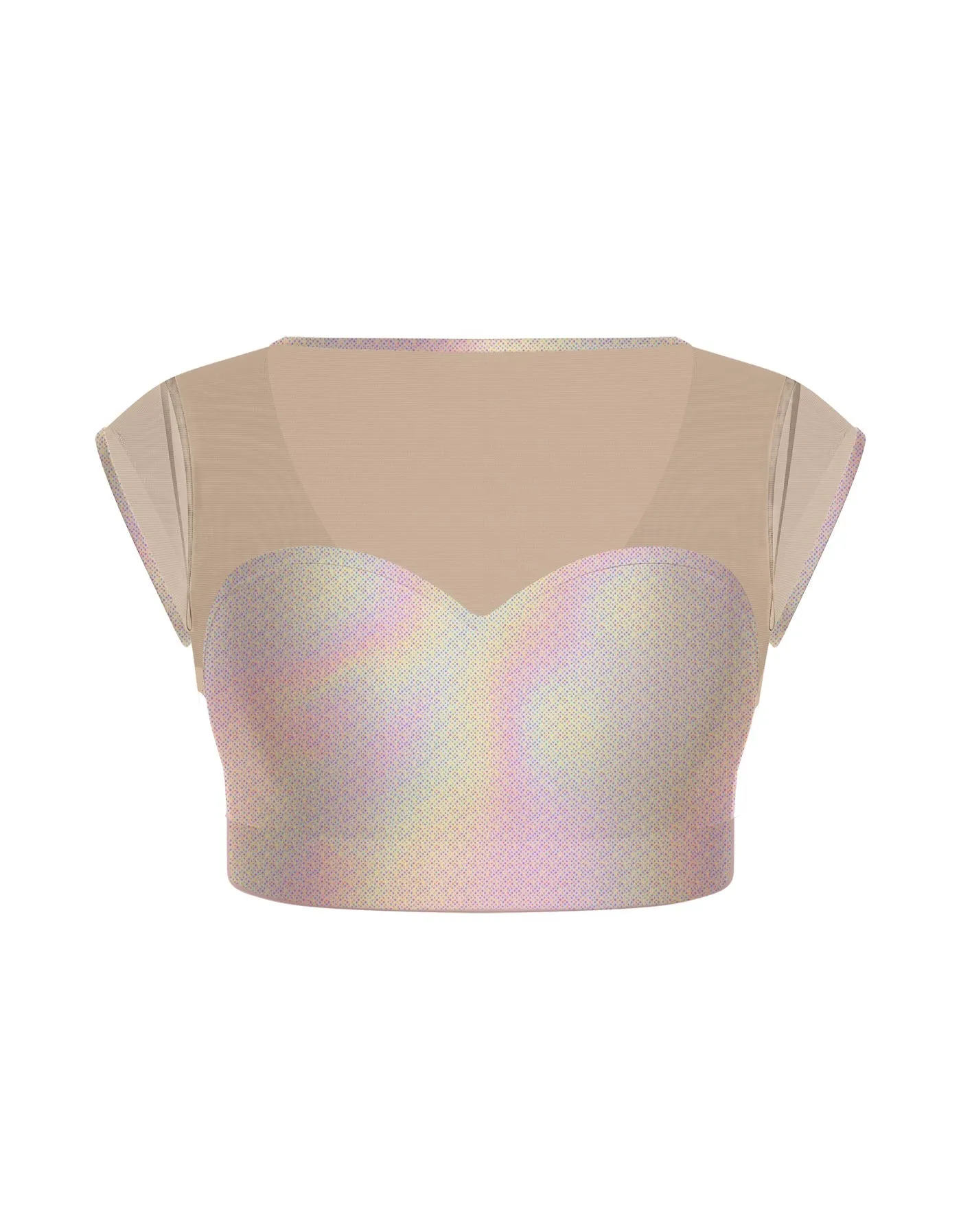 Hologram Mesh Bow Back Crop Top