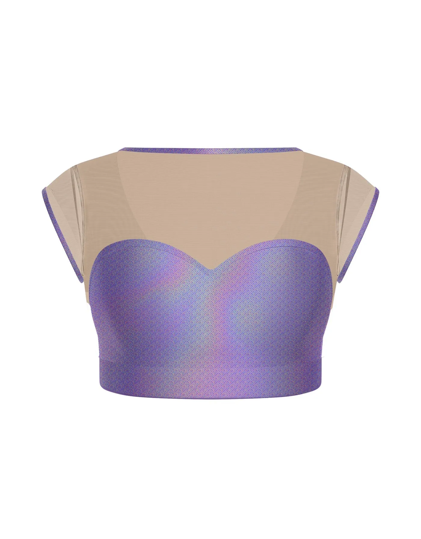 Hologram Mesh Bow Back Crop Top