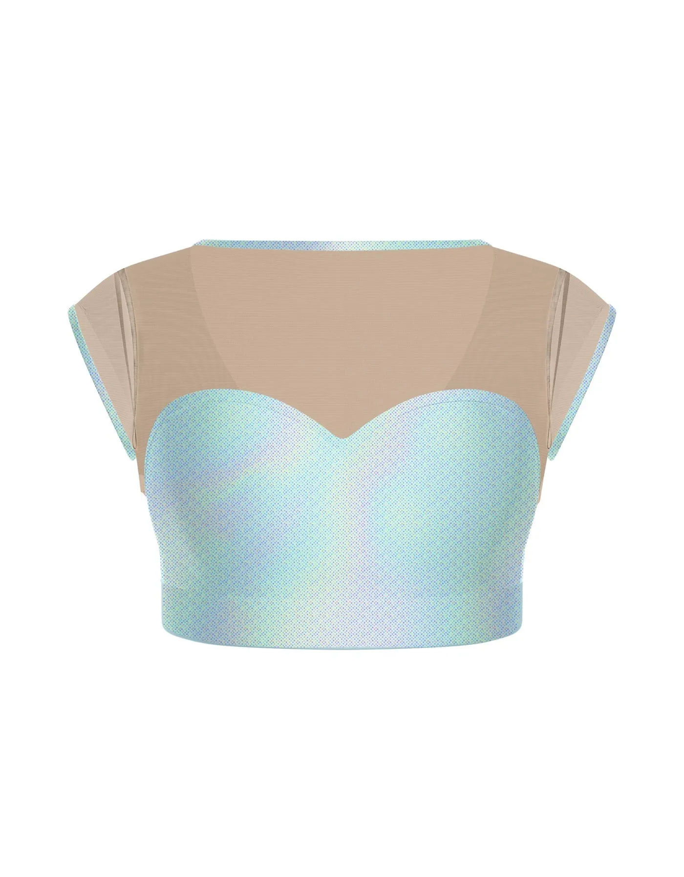 Hologram Mesh Bow Back Crop Top