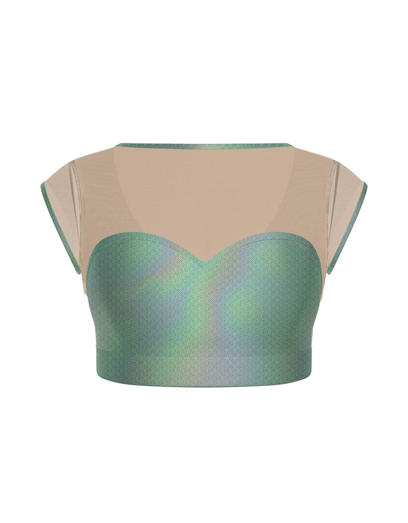 Hologram Mesh Bow Back Crop Top