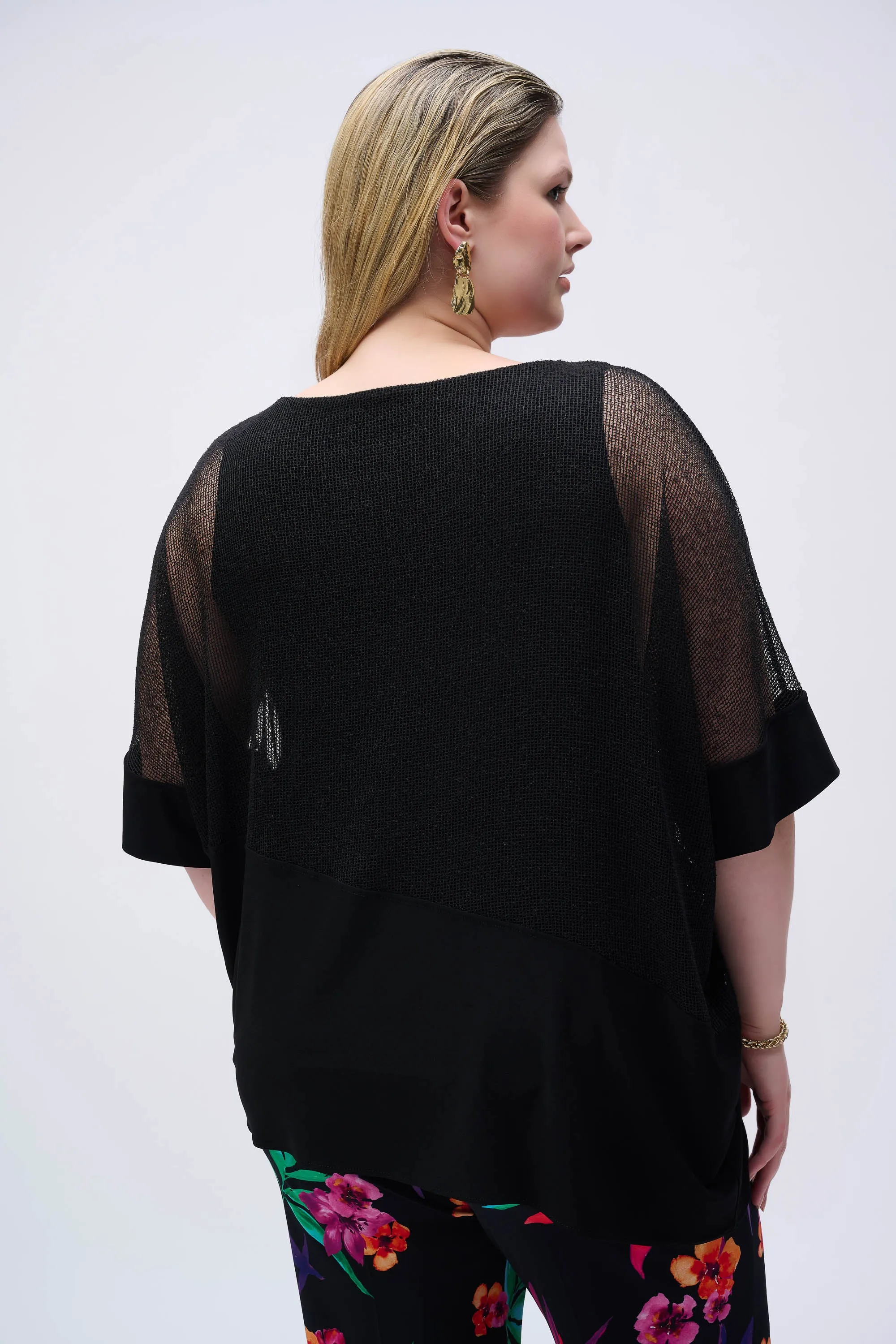 Mesh And Silky Knit Cocoon Top
