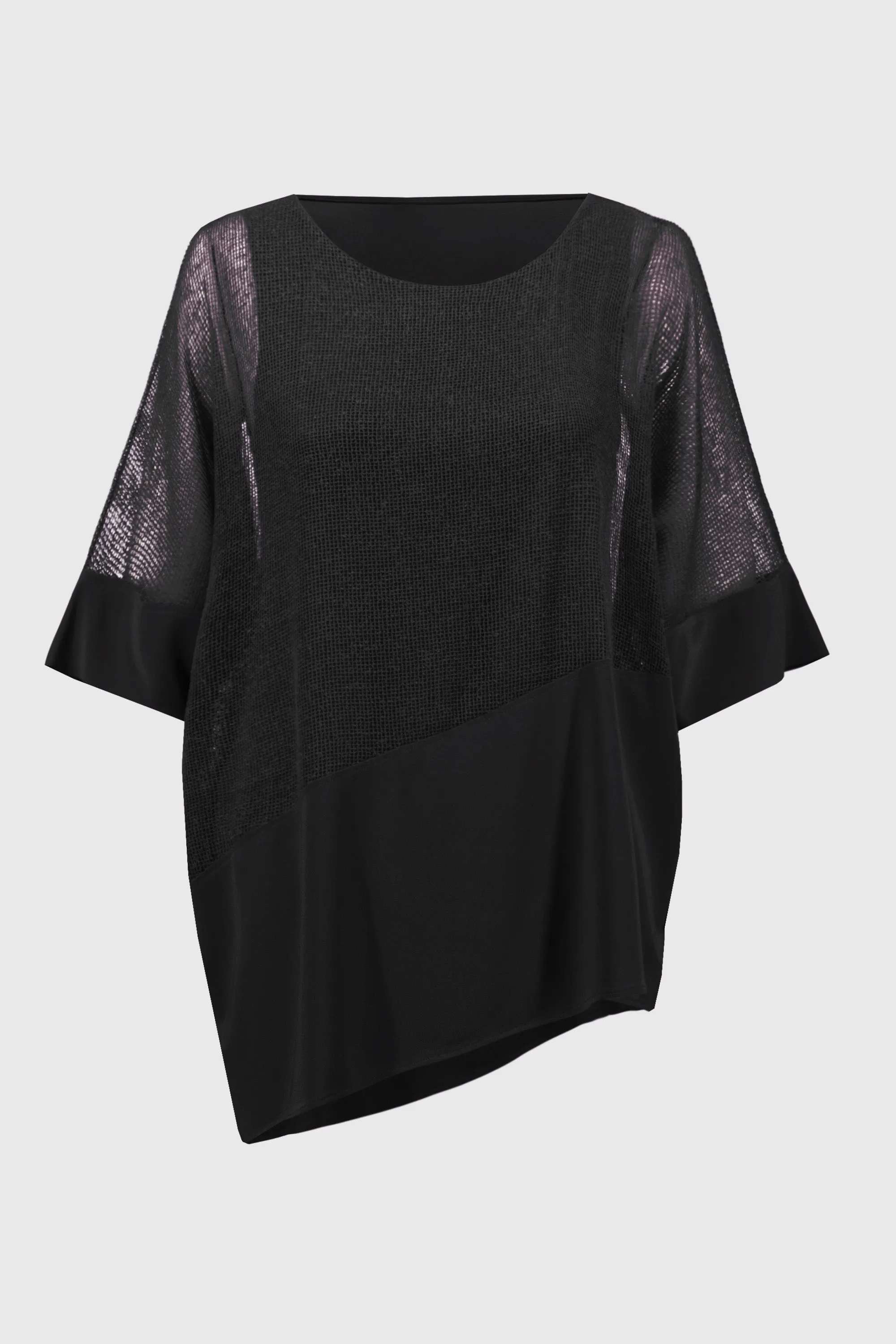 Mesh And Silky Knit Cocoon Top