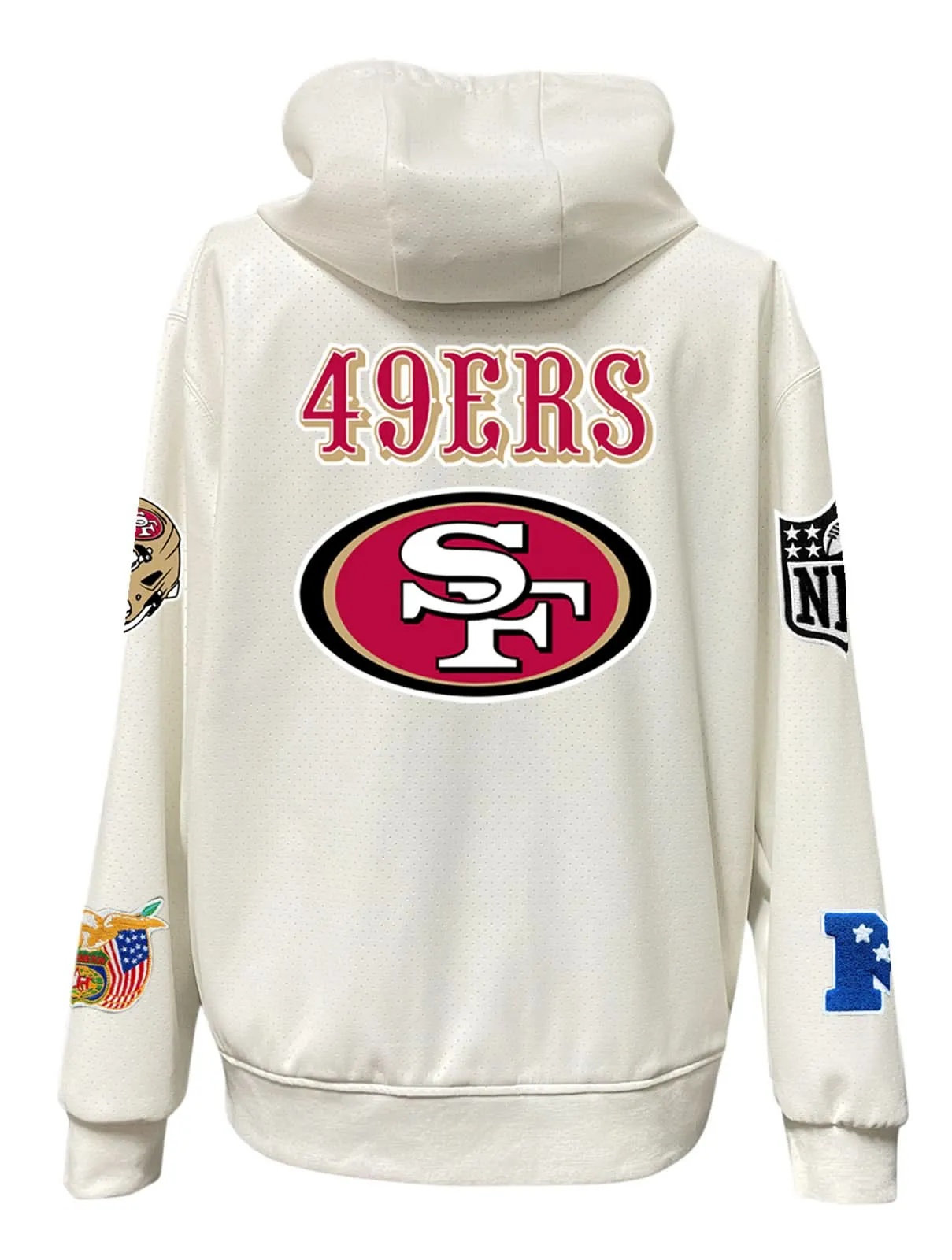 SAN FRANCISCO 49ERS LIGHTWEIGHT VEGAN ZIP-UP HOODED JACKET WHITE