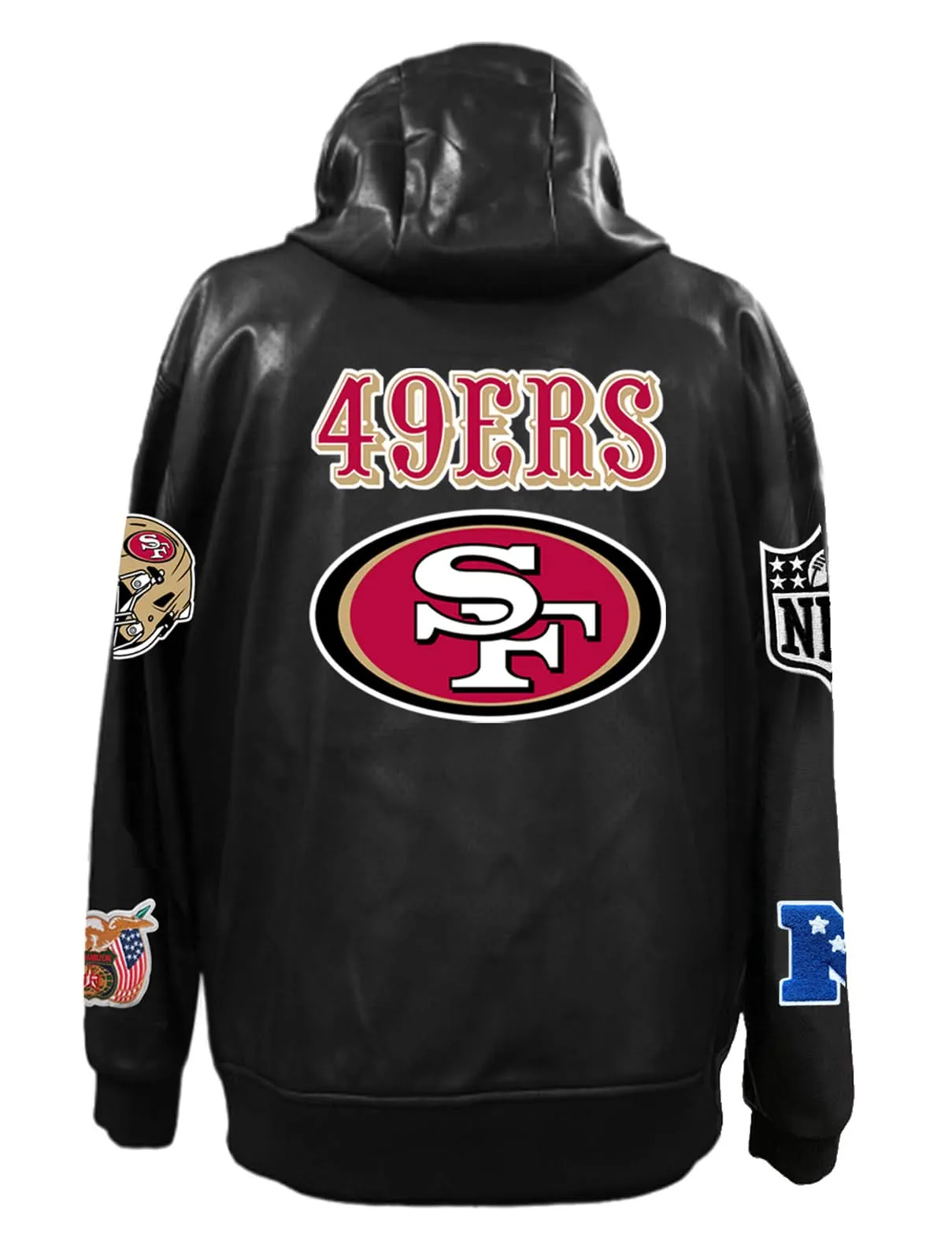 SAN FRANCISCO 49ERS LIGHTWEIGHT VEGAN ZIP-UP HOODED JACKET