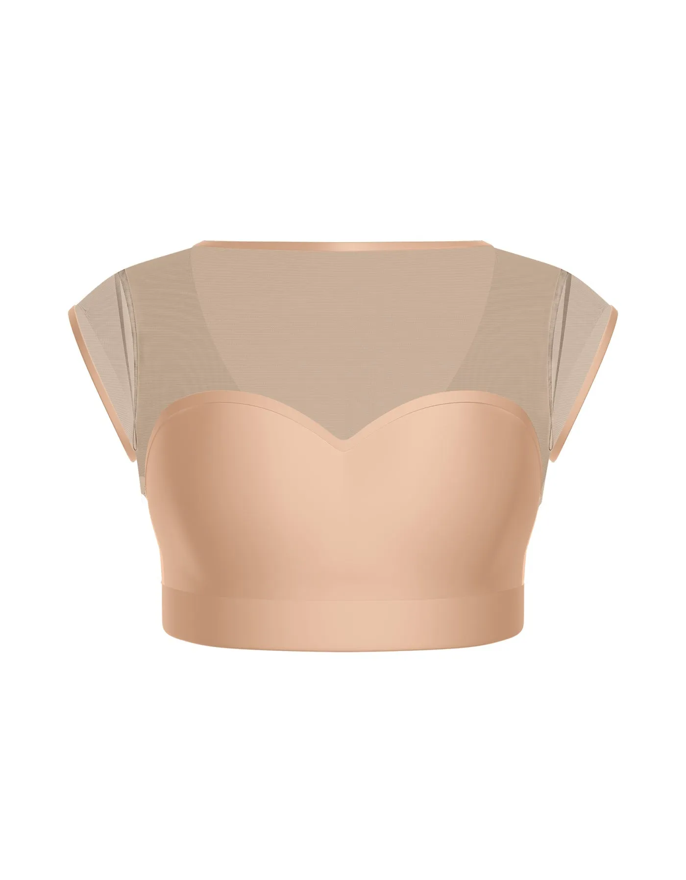 Solid Lycra Mesh Bow Back Crop Top