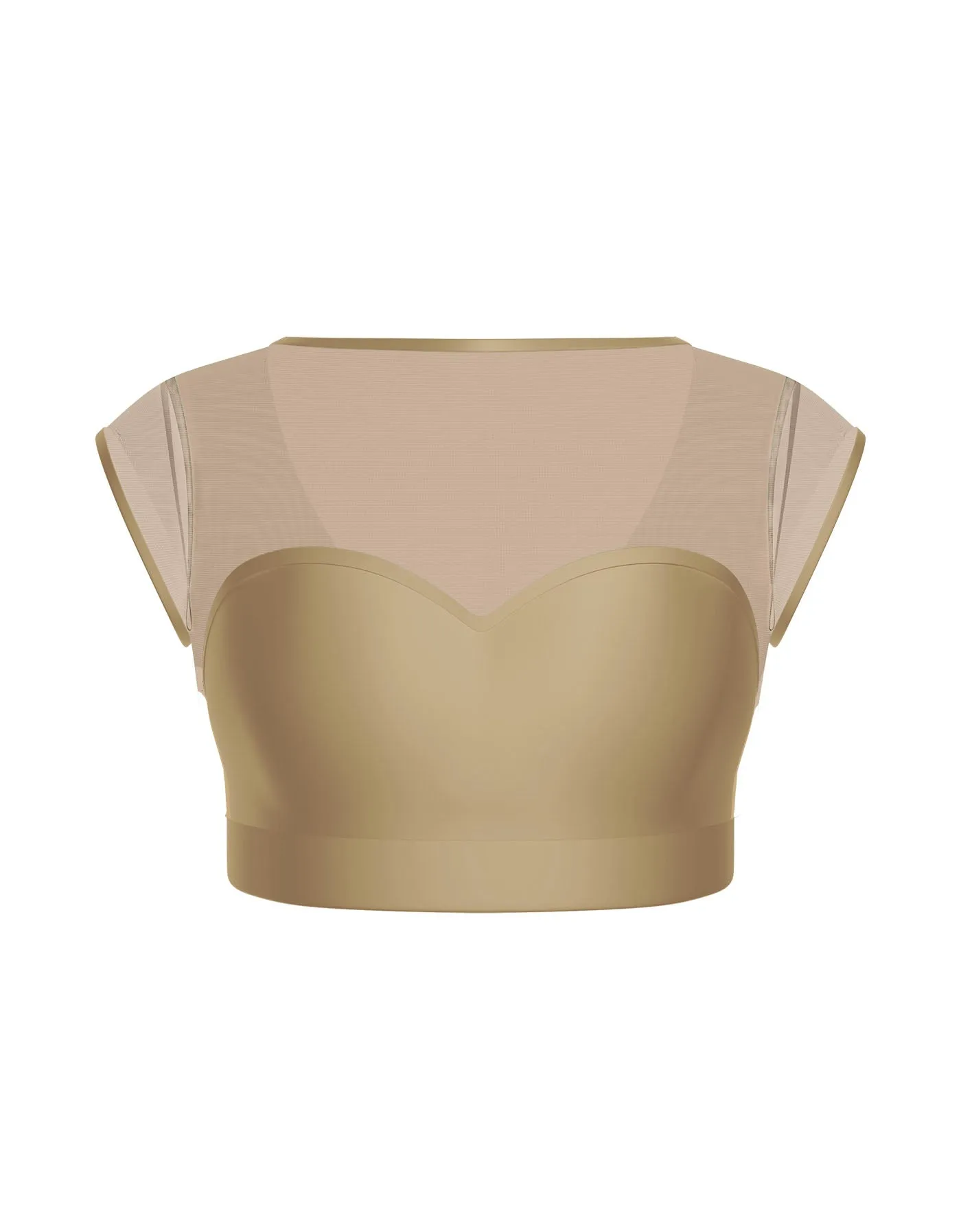 Solid Lycra Mesh Bow Back Crop Top