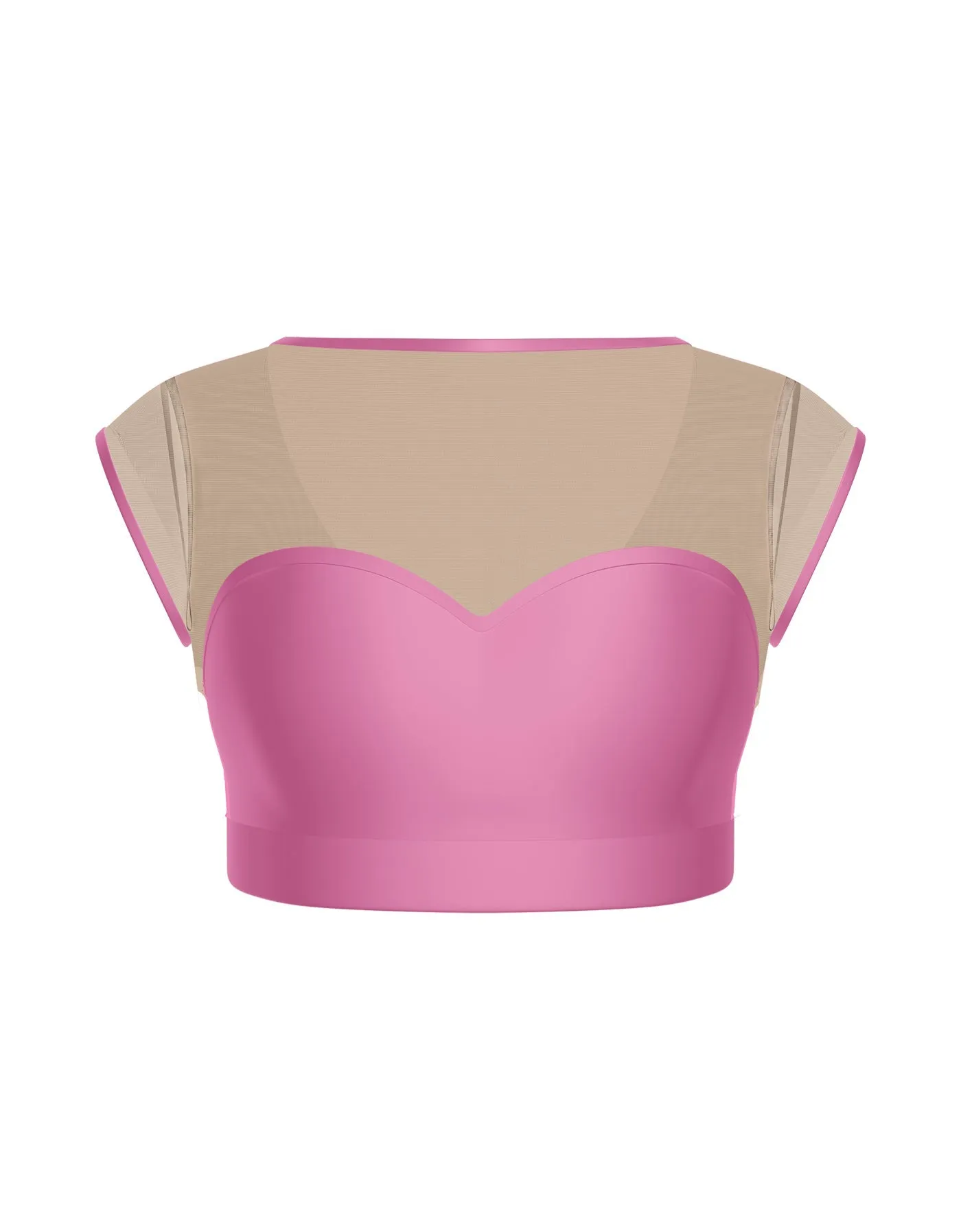 Solid Lycra Mesh Bow Back Crop Top