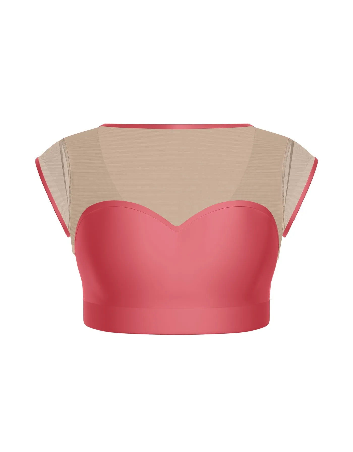 Solid Lycra Mesh Bow Back Crop Top