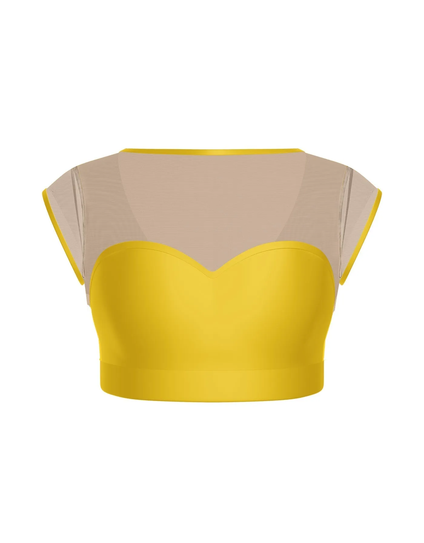 Solid Lycra Mesh Bow Back Crop Top