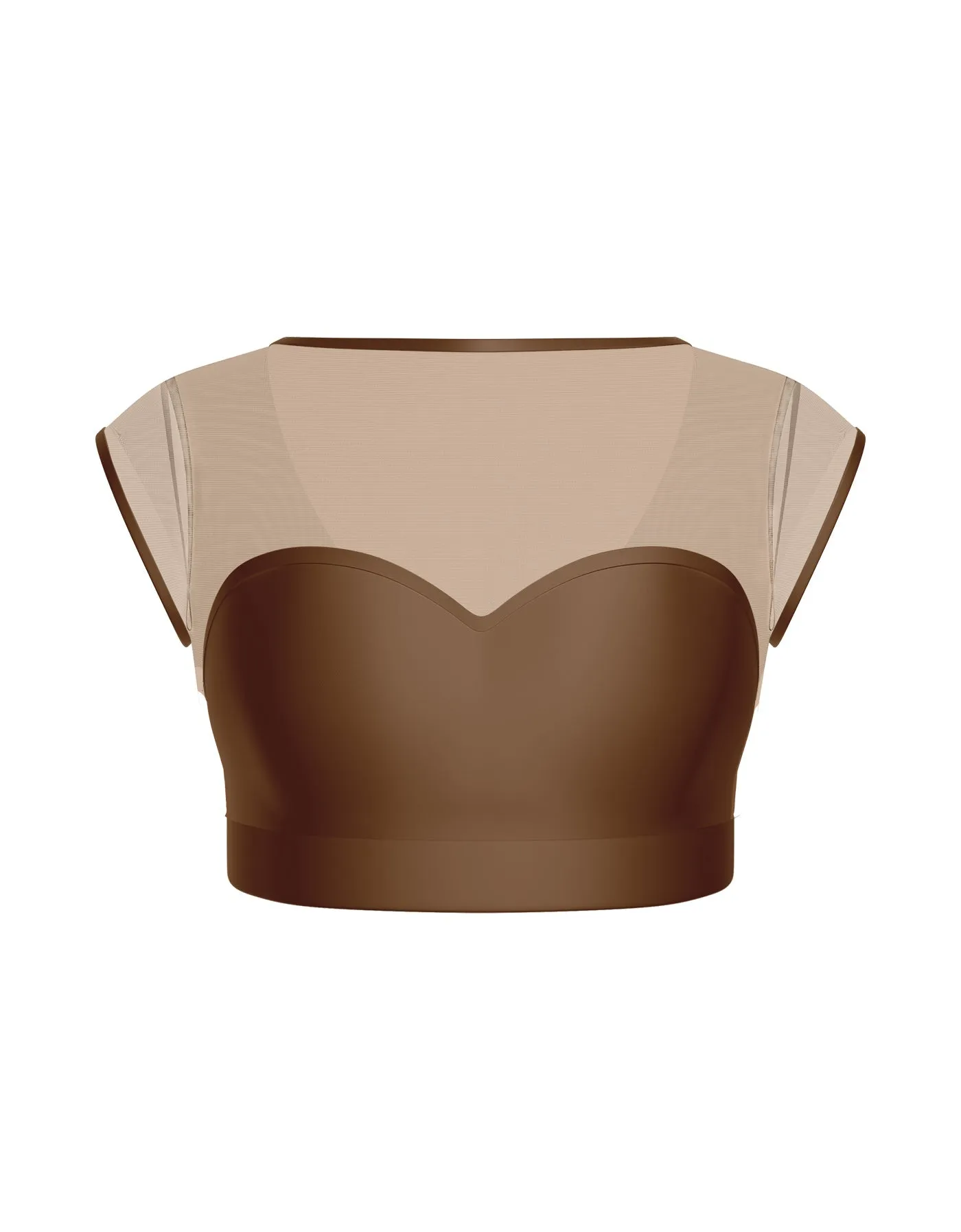 Solid Lycra Mesh Bow Back Crop Top