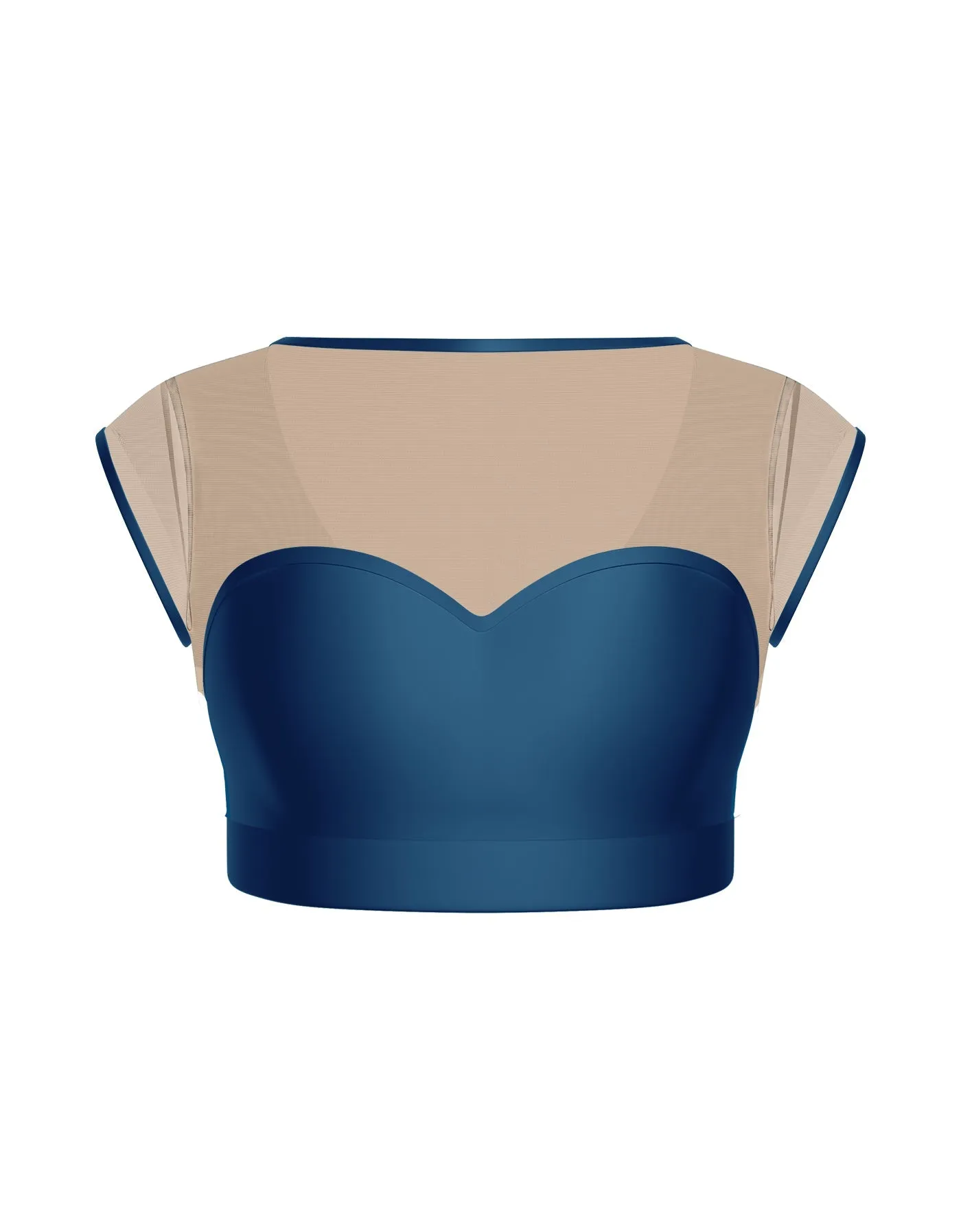 Solid Lycra Mesh Bow Back Crop Top