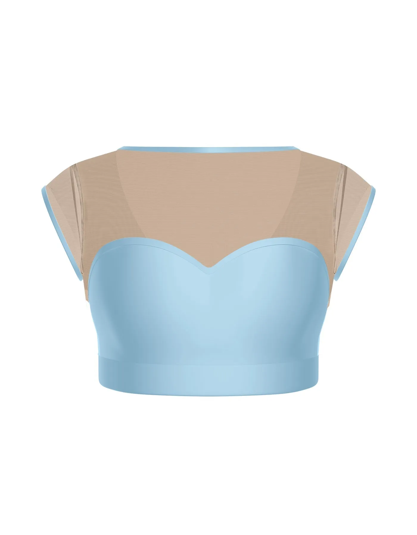 Solid Lycra Mesh Bow Back Crop Top