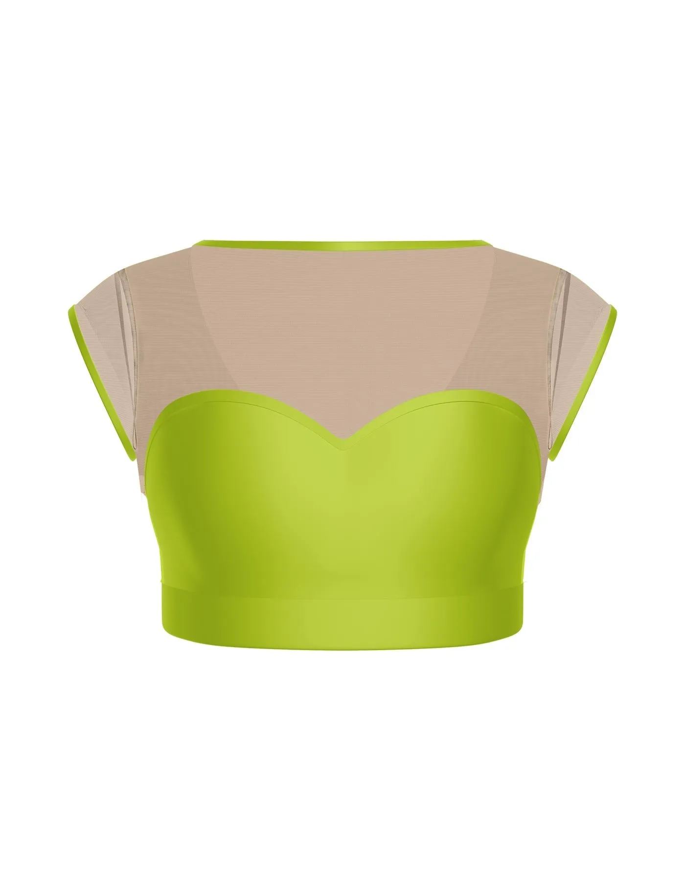 Solid Lycra Mesh Bow Back Crop Top