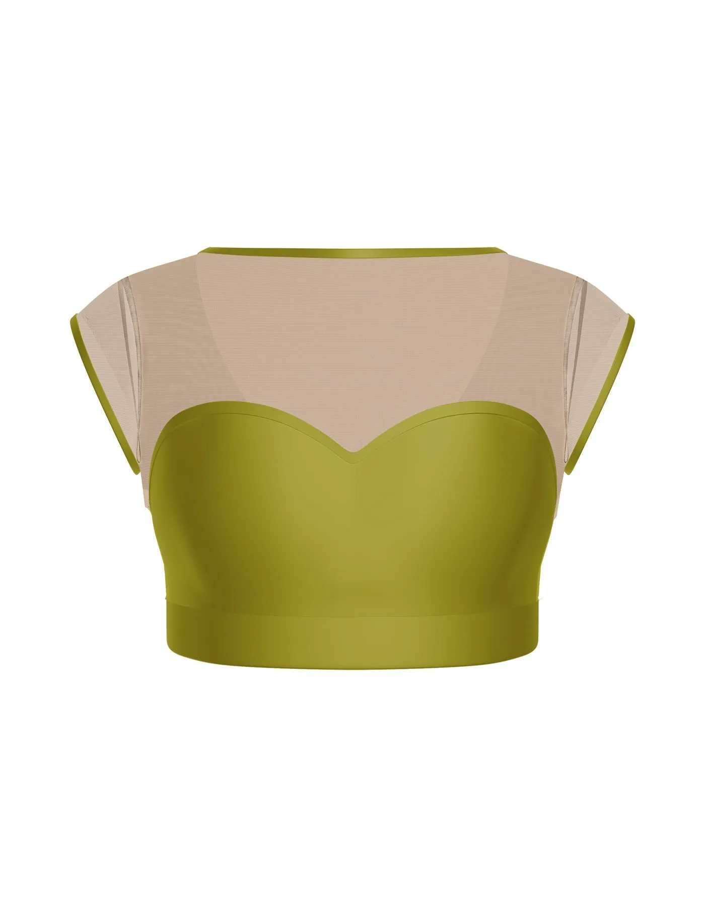Solid Lycra Mesh Bow Back Crop Top