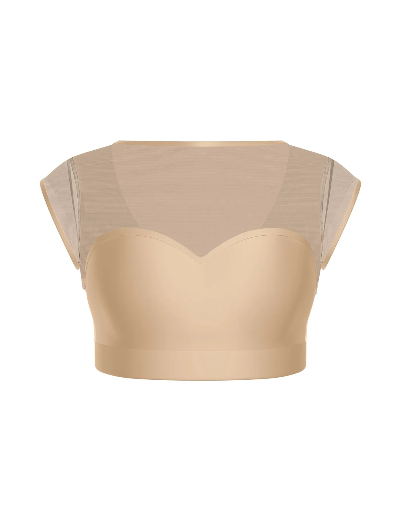 Solid Lycra Mesh Bow Back Crop Top
