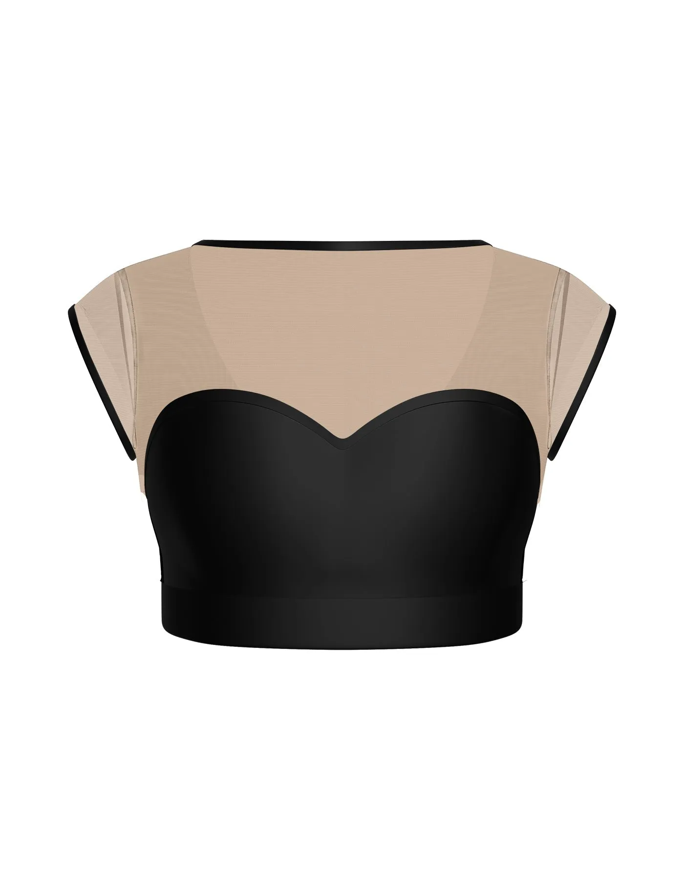 Solid Lycra Mesh Bow Back Crop Top