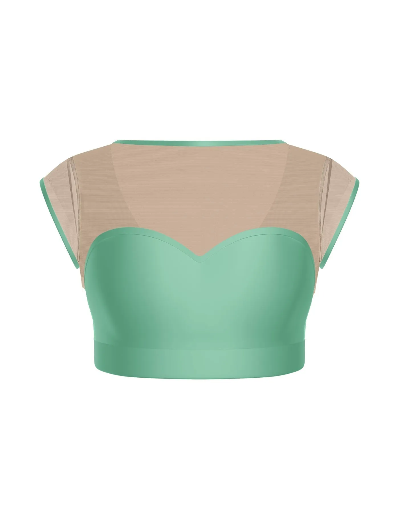 Solid Lycra Mesh Bow Back Crop Top