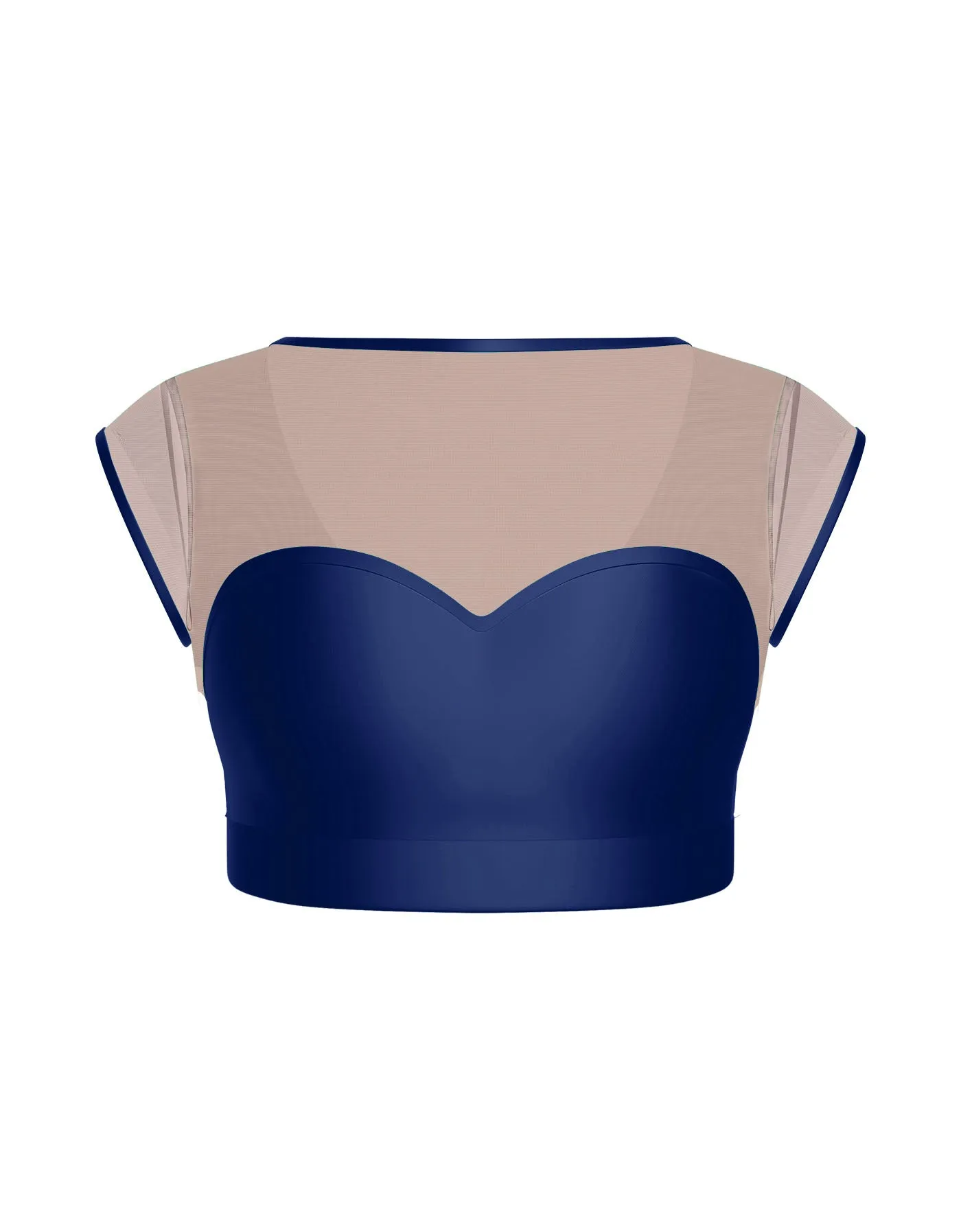 Solid Lycra Mesh Bow Back Crop Top