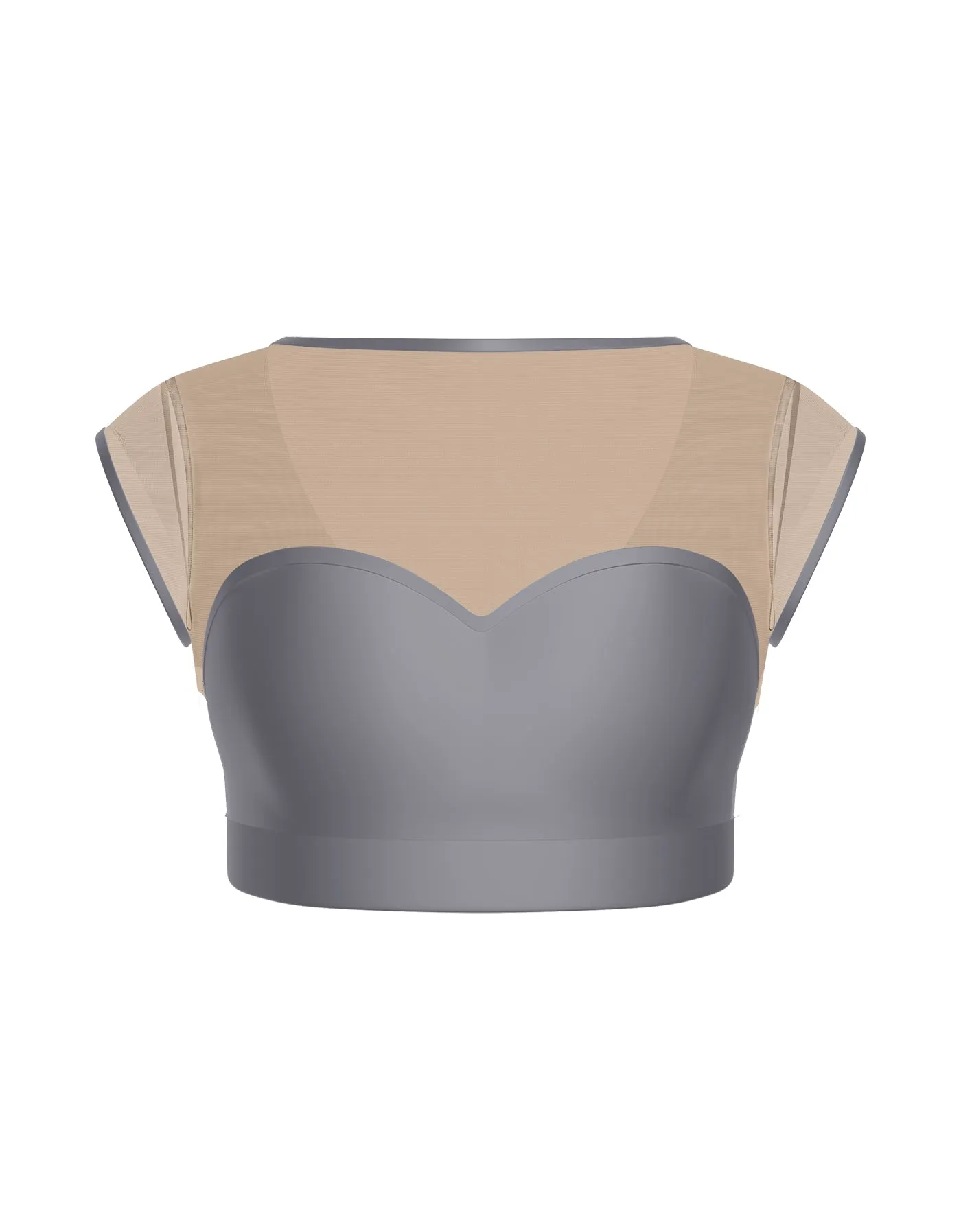 Solid Lycra Mesh Bow Back Crop Top