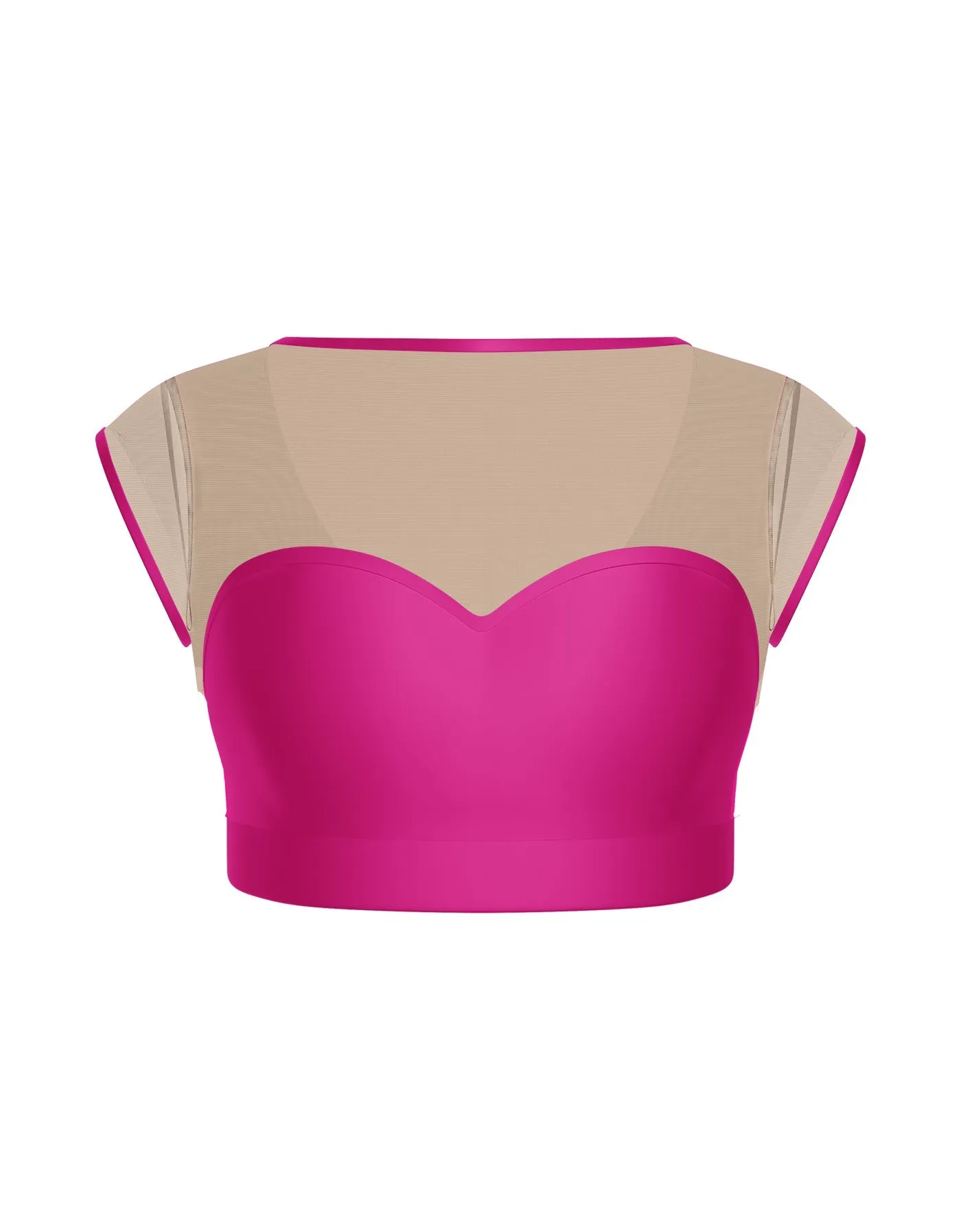 Solid Lycra Mesh Bow Back Crop Top