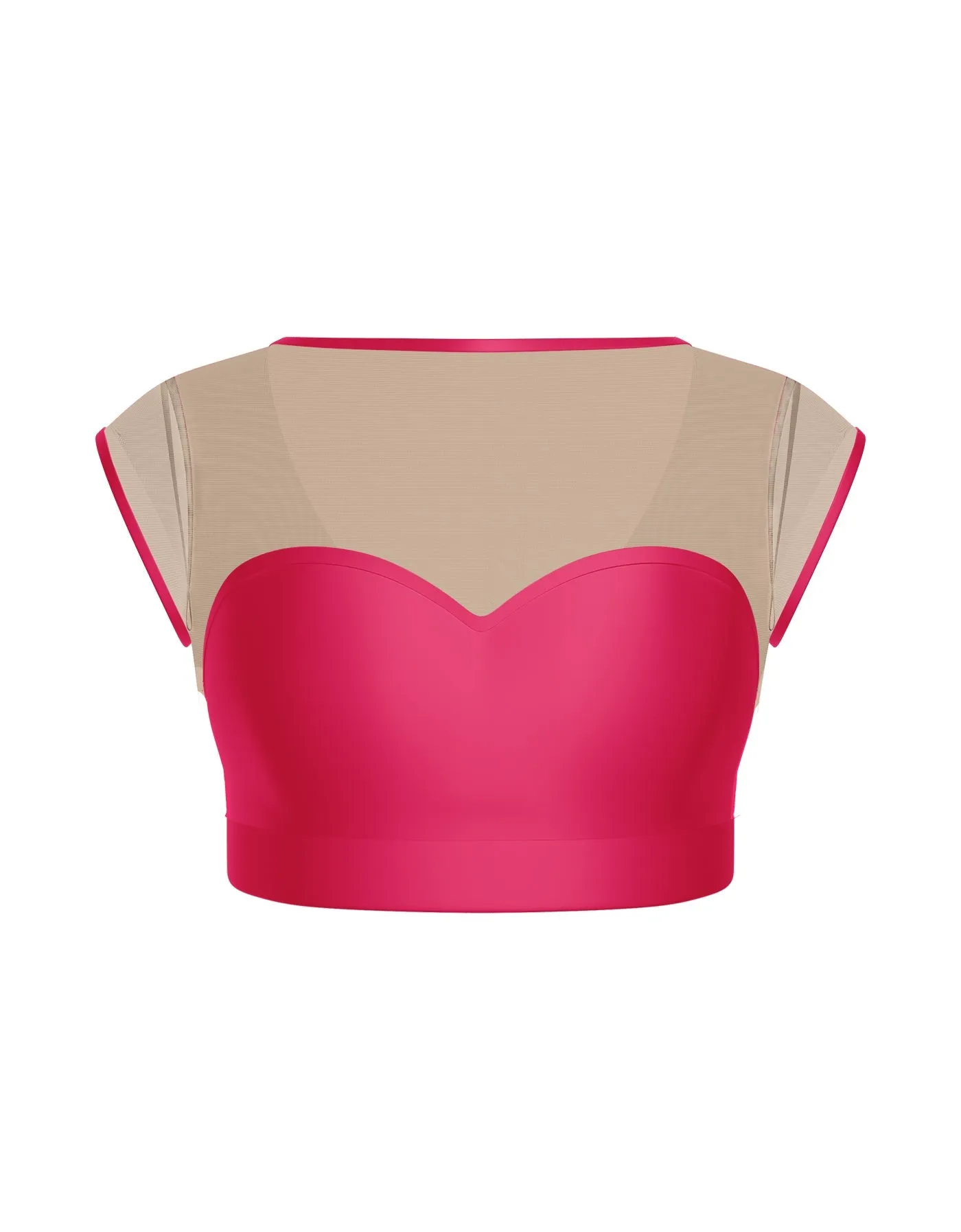 Solid Lycra Mesh Bow Back Crop Top