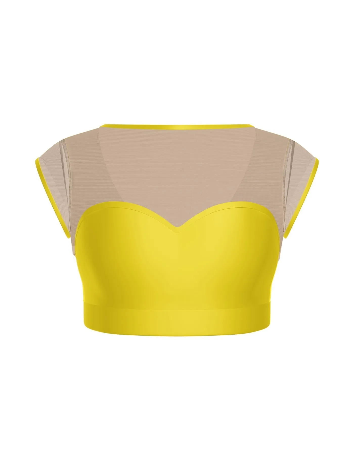 Solid Lycra Mesh Bow Back Crop Top