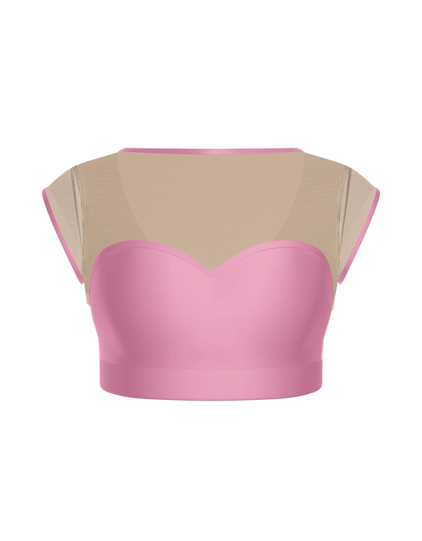 Solid Lycra Mesh Bow Back Crop Top