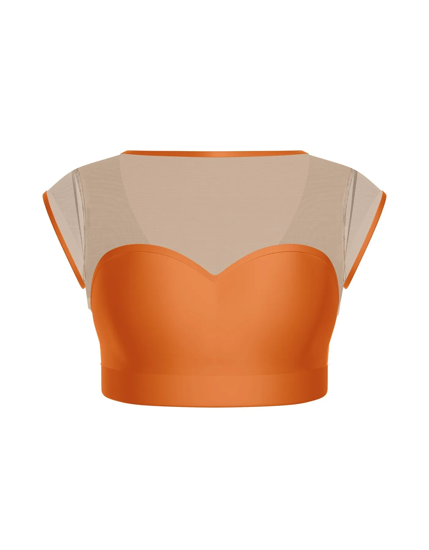 Solid Lycra Mesh Bow Back Crop Top