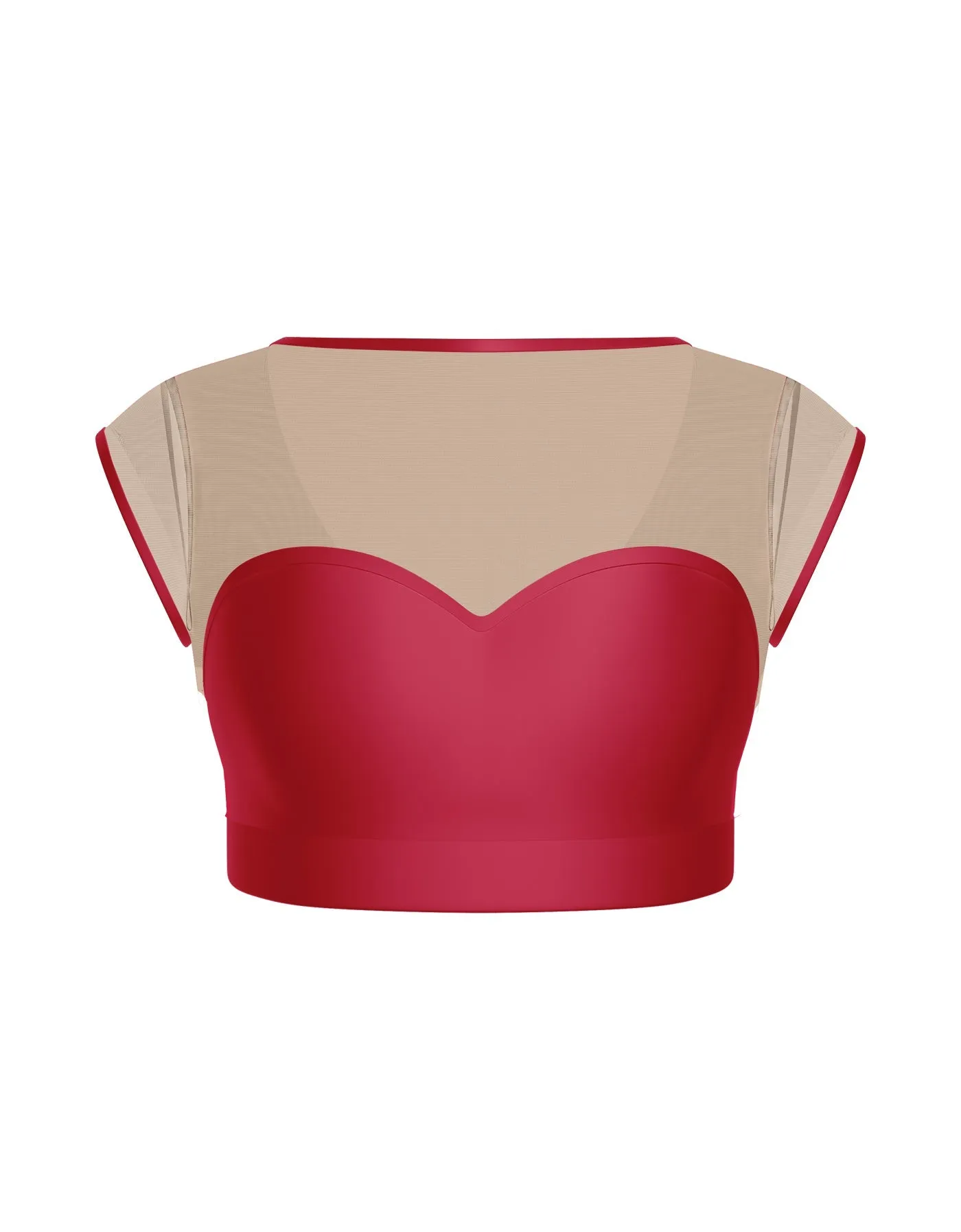 Solid Lycra Mesh Bow Back Crop Top
