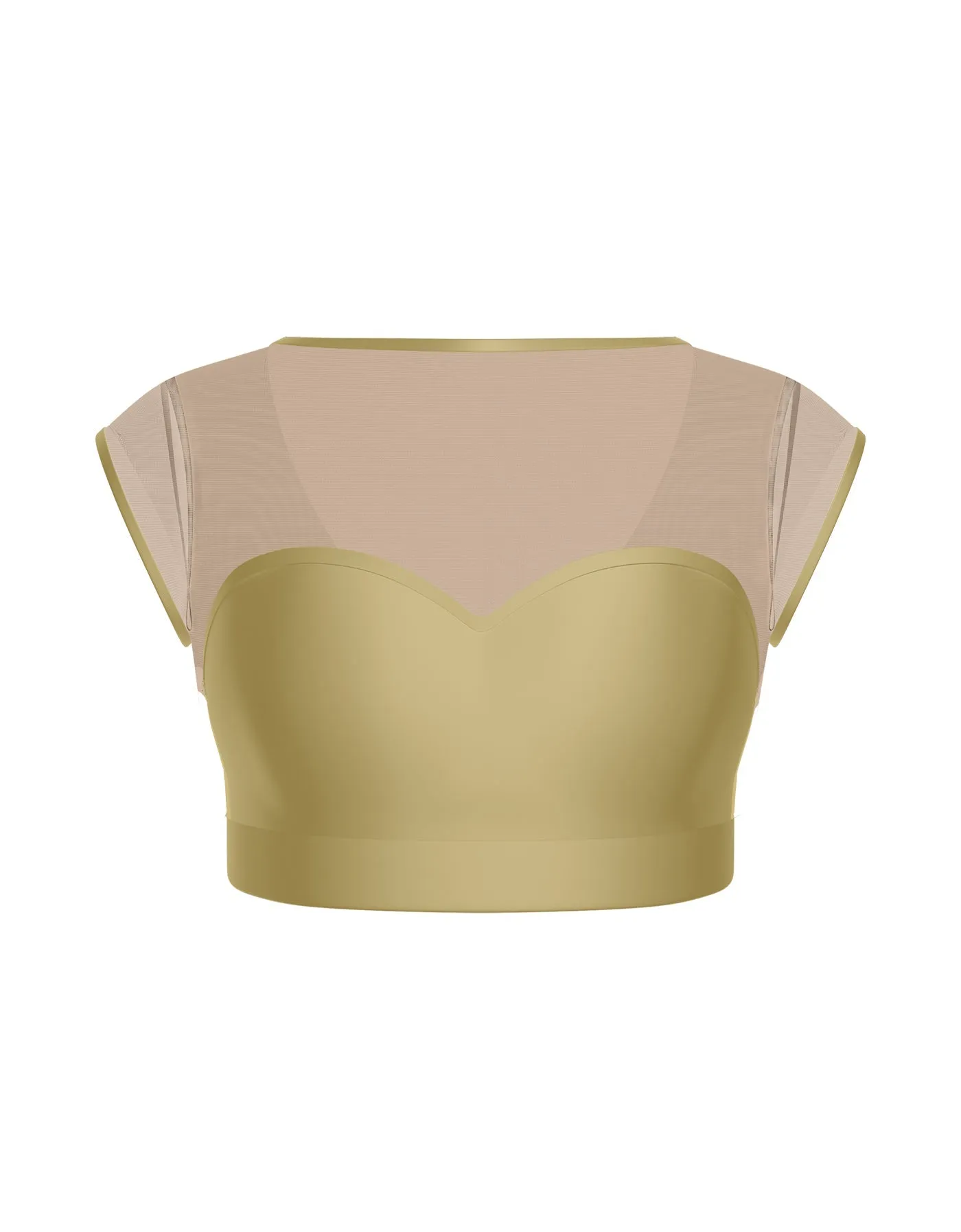 Solid Lycra Mesh Bow Back Crop Top