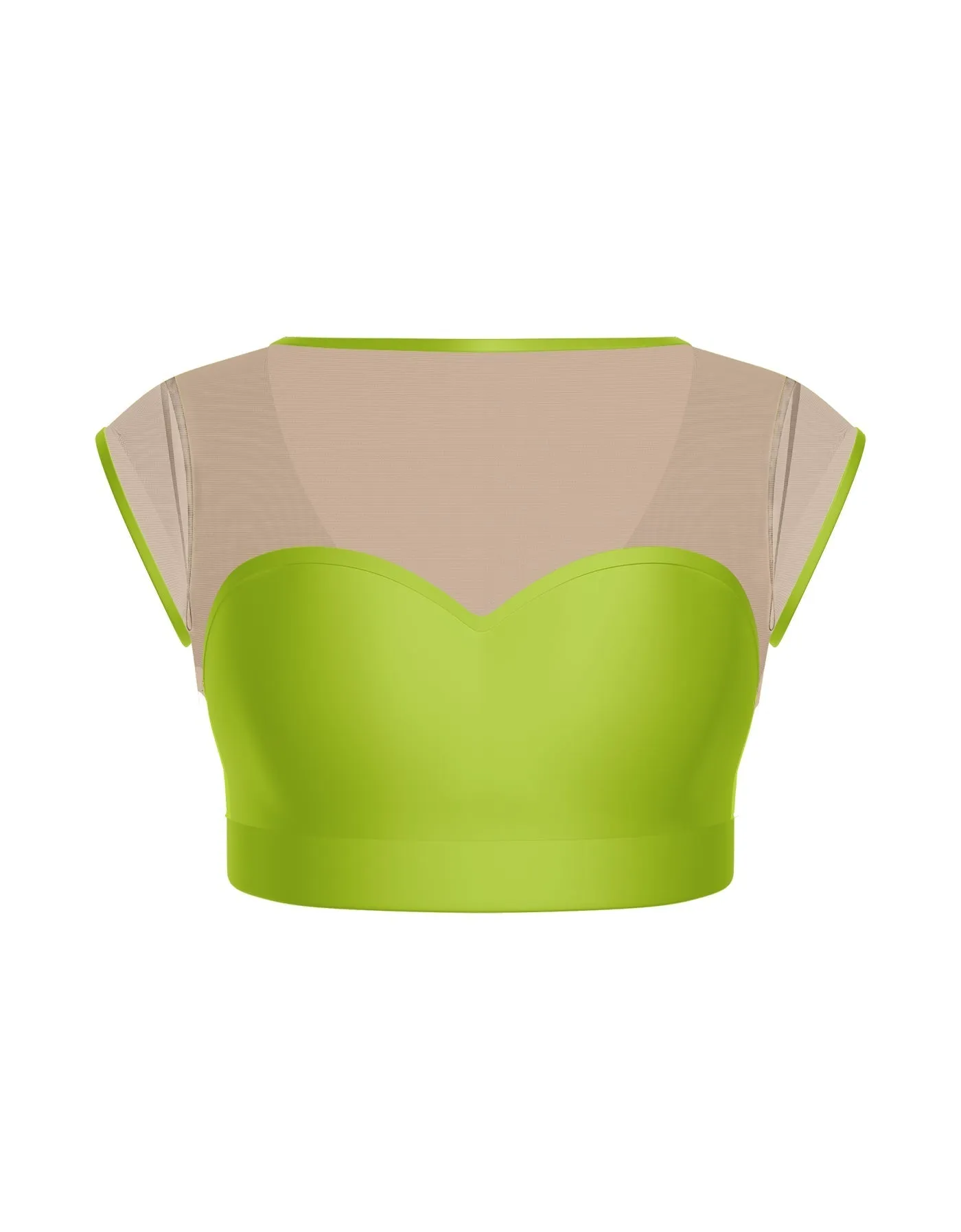 Solid Lycra Mesh Bow Back Crop Top