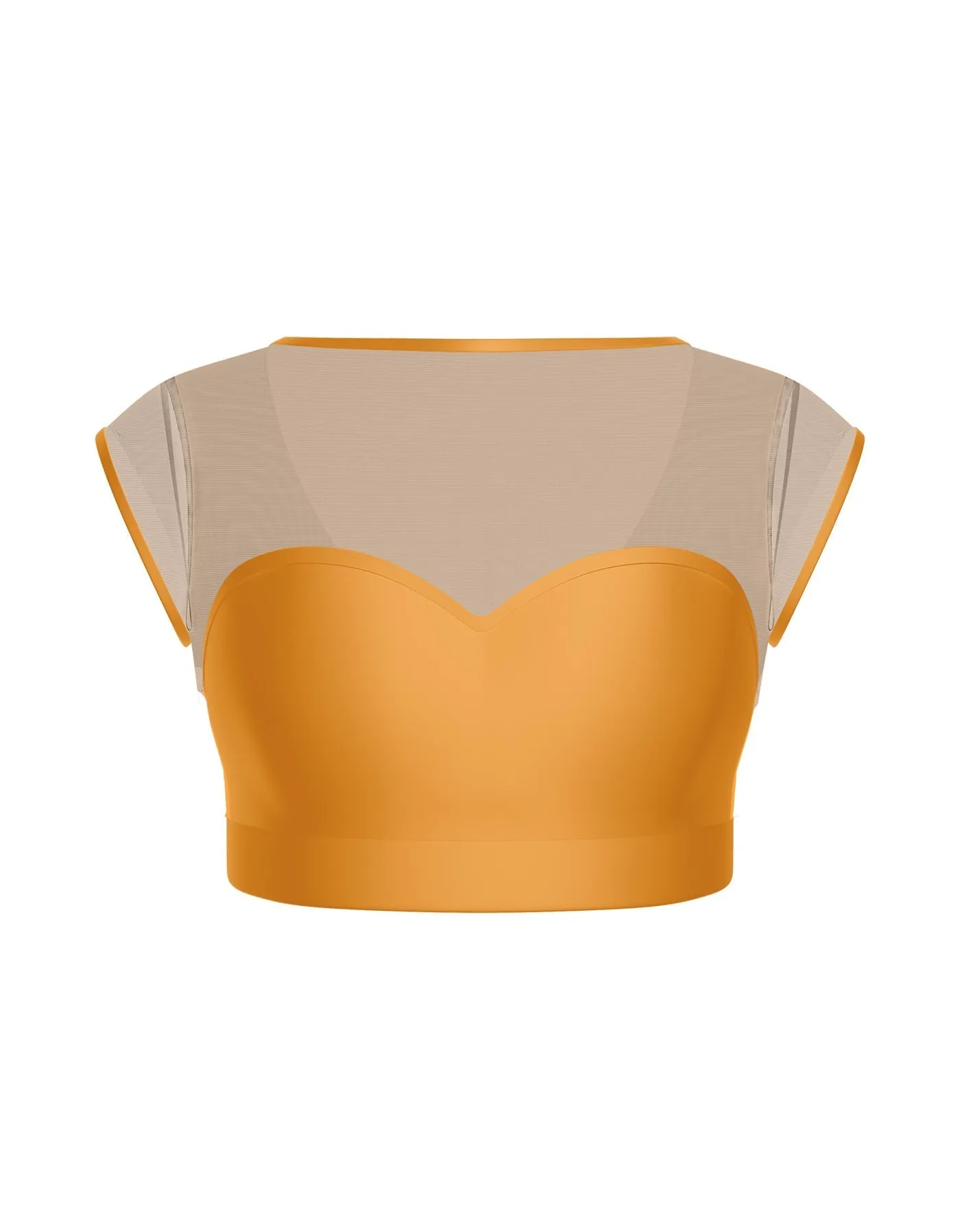 Solid Lycra Mesh Bow Back Crop Top