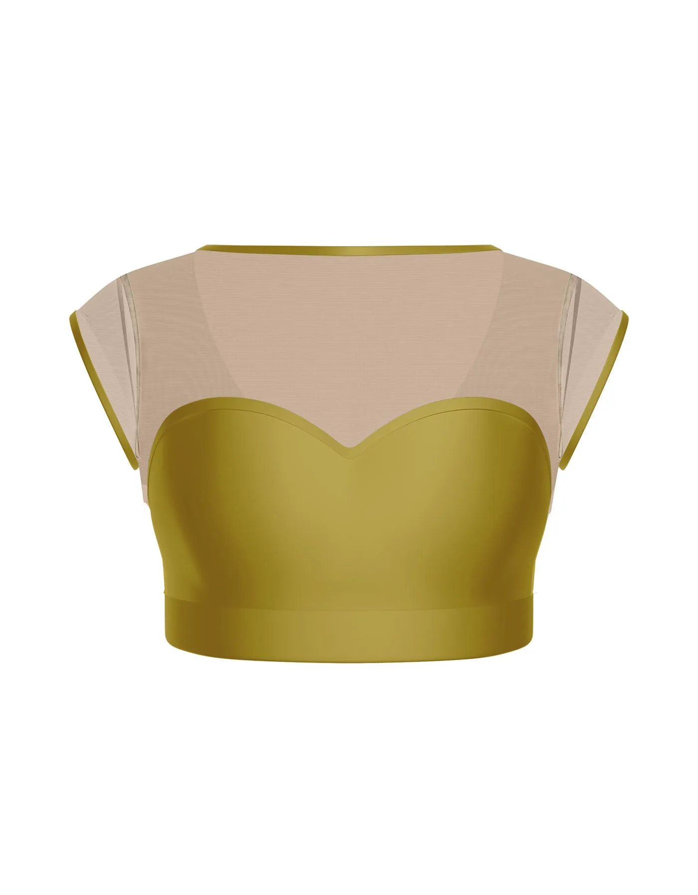 Solid Lycra Mesh Bow Back Crop Top