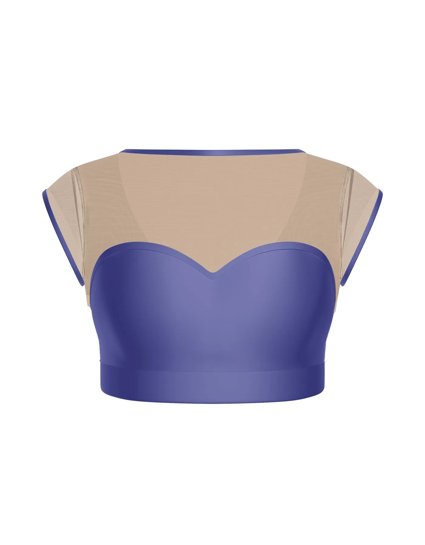 Solid Lycra Mesh Bow Back Crop Top