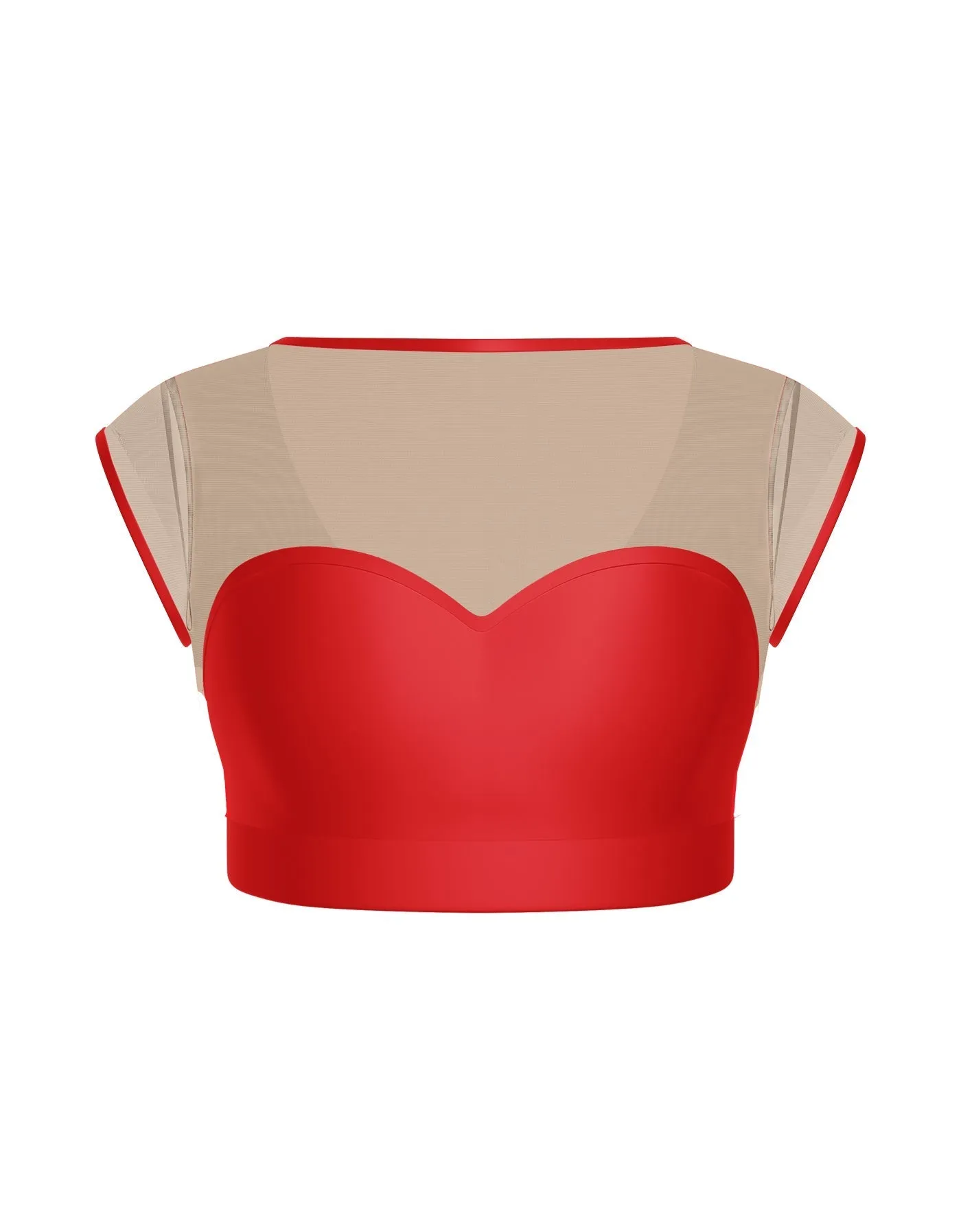 Solid Lycra Mesh Bow Back Crop Top