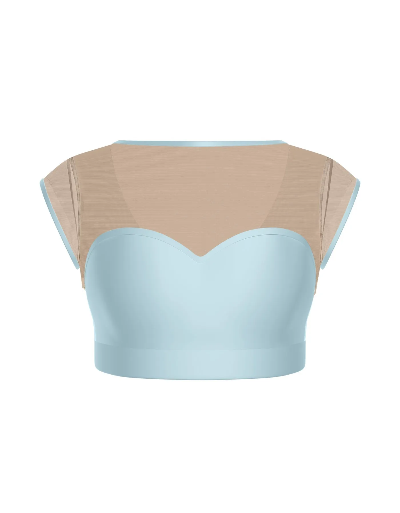 Solid Lycra Mesh Bow Back Crop Top