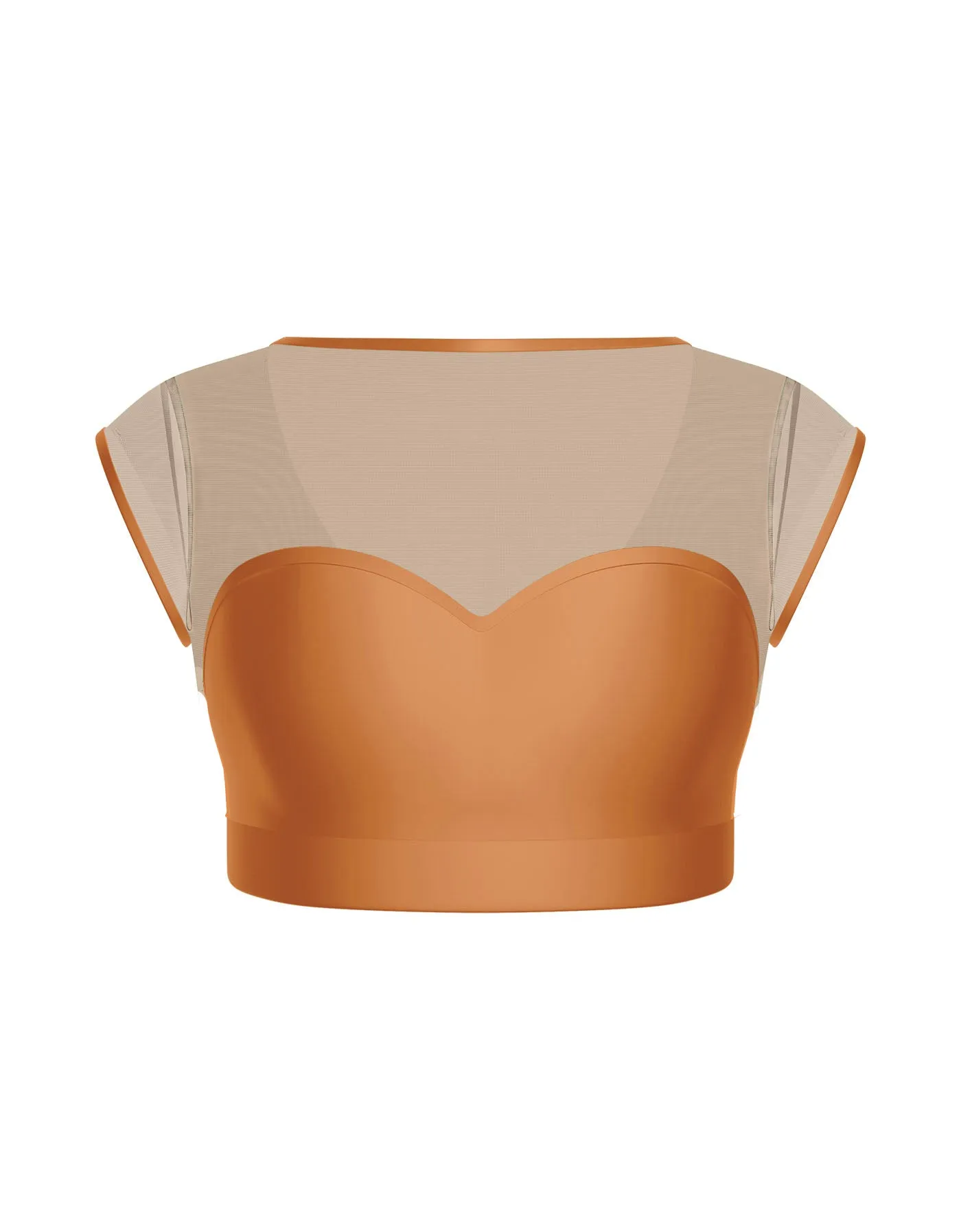Solid Lycra Mesh Bow Back Crop Top